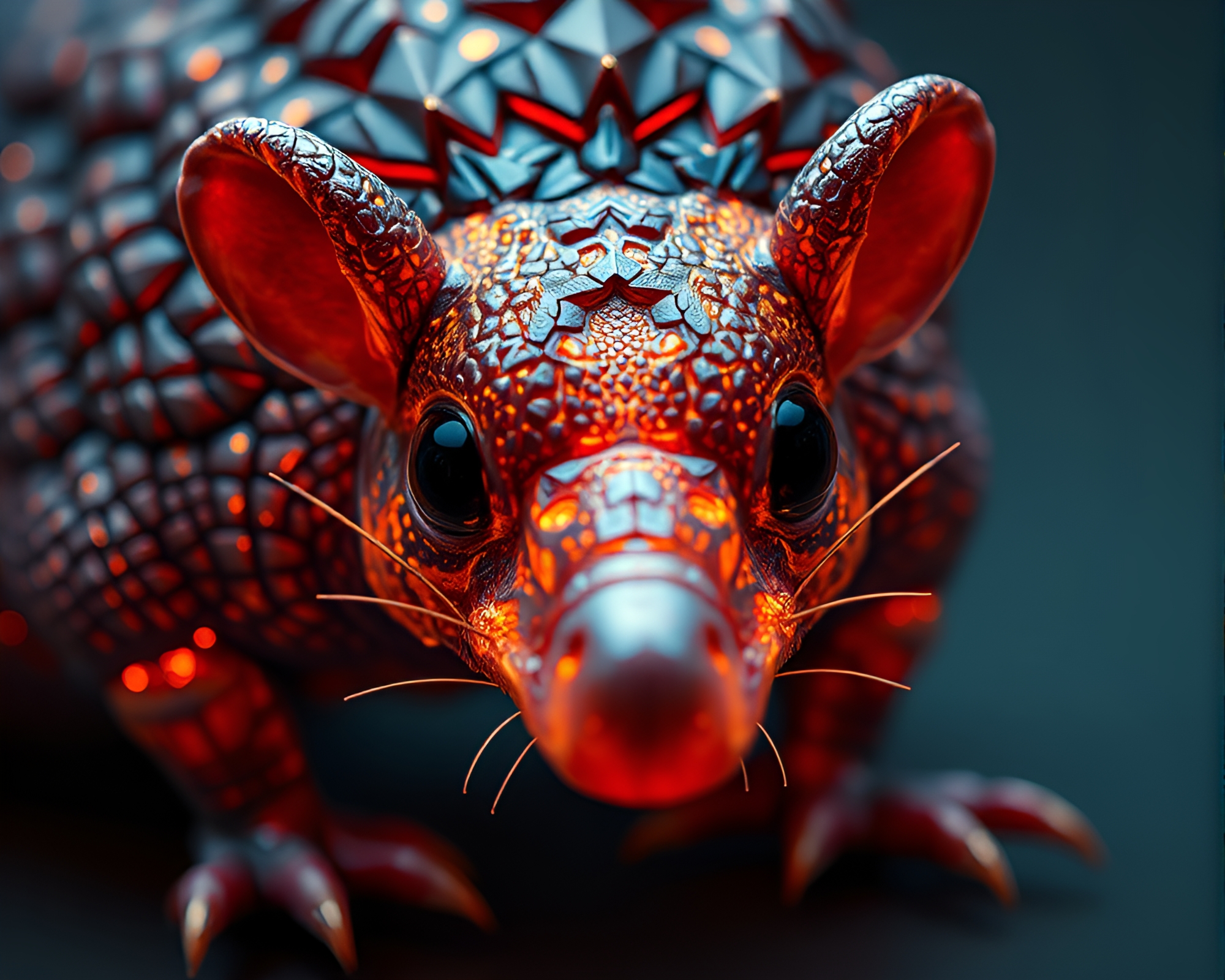 Cybernetic Armadillo in Sapphire Tone Composition – free AI stock image