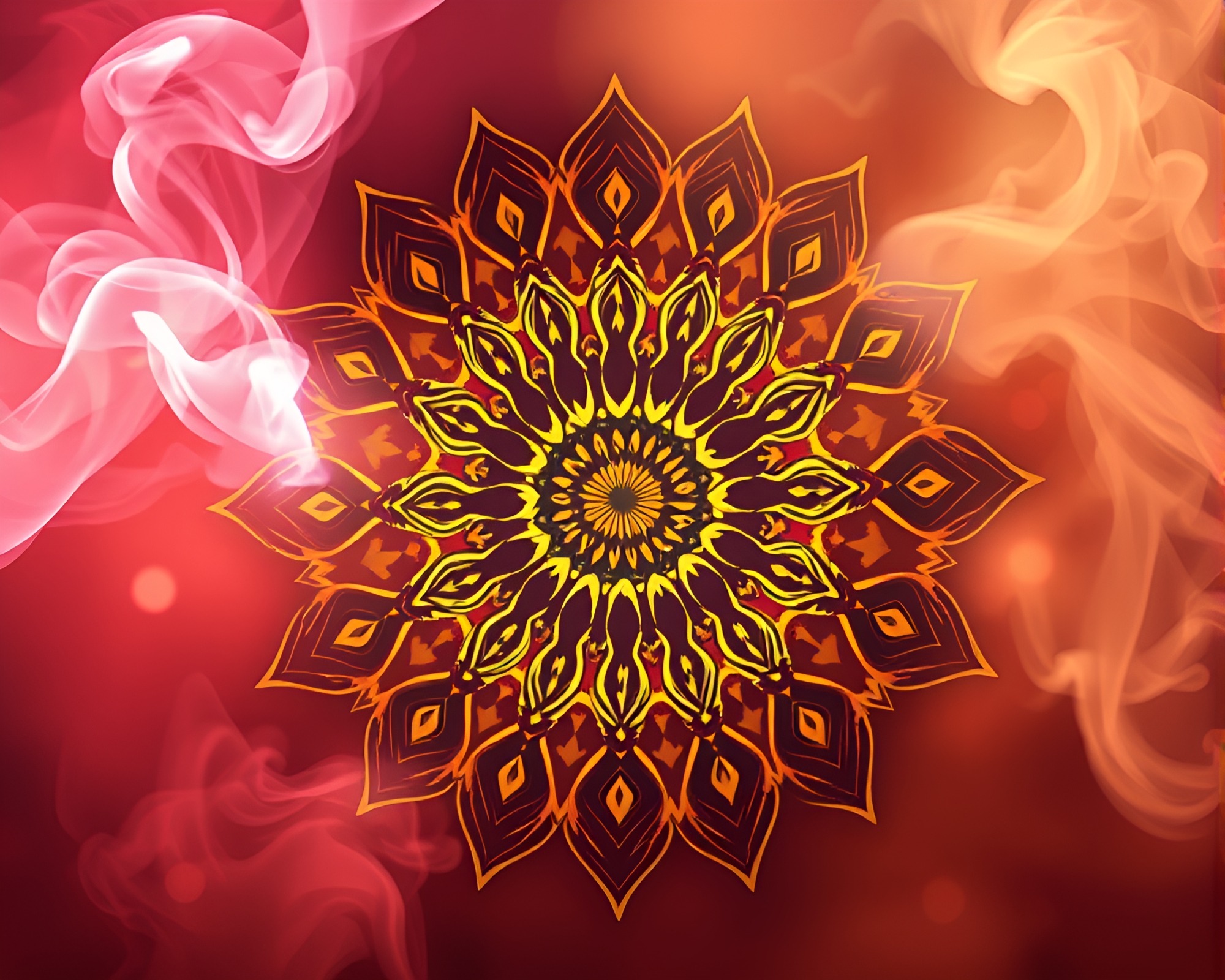 Mandala Smoke Plume Swirl in Porchlight Glow – free AI stock image