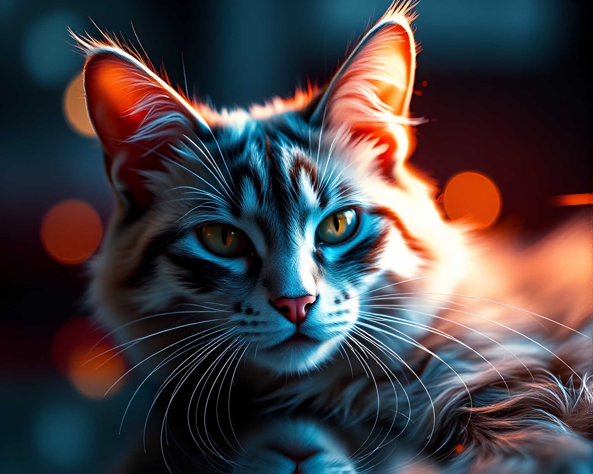 Surreal Schrodinger’s Cat Reflects in Chrome Composition – free AI stock image