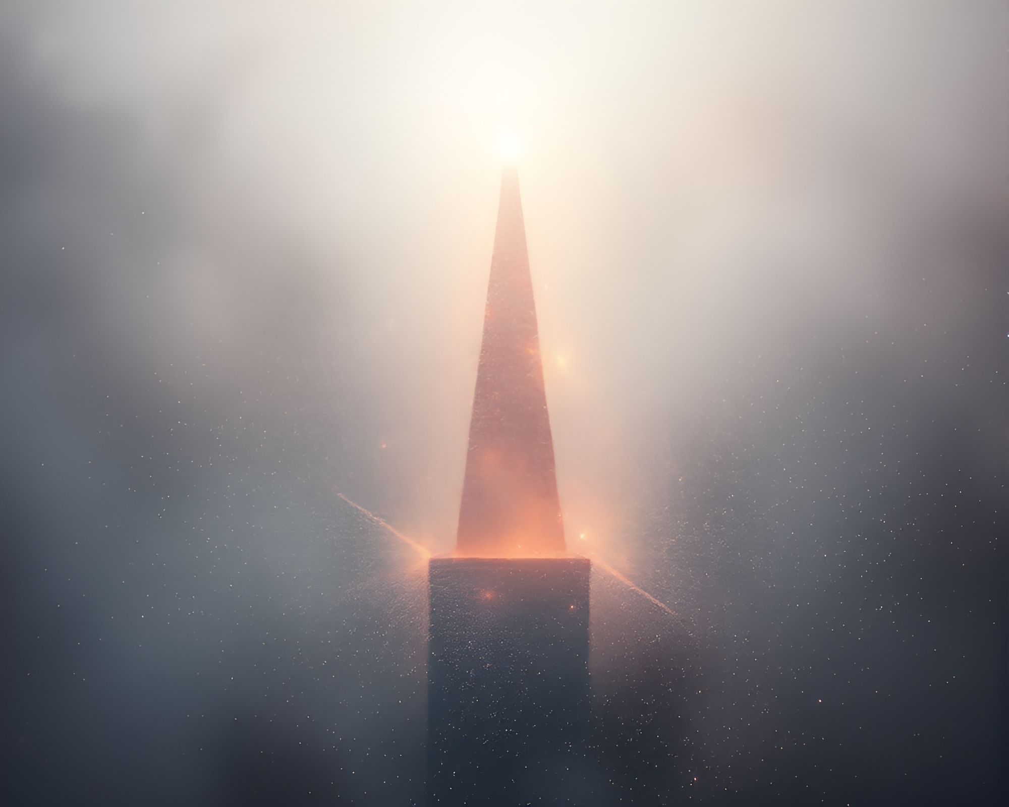 Ethereal Obelisk amidst Drifting Stardust Fog – free AI stock image