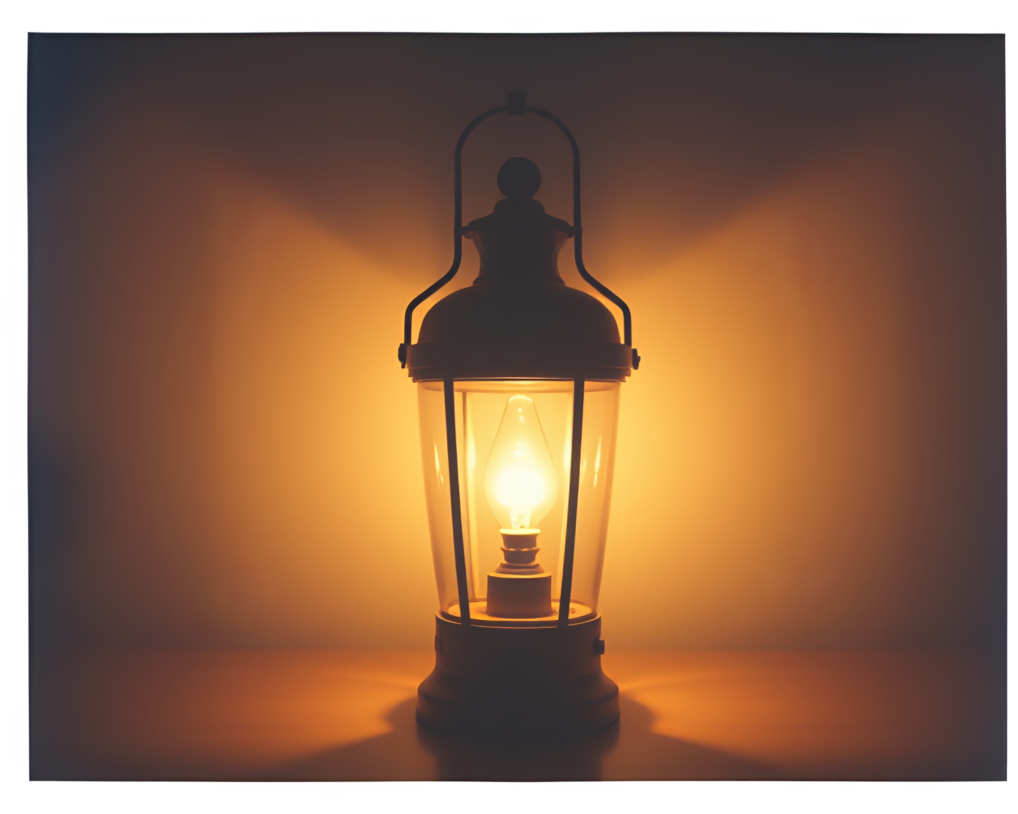 Symmetrical Lamp Illuminated in Moody Polaroid Frame – free AI stock image