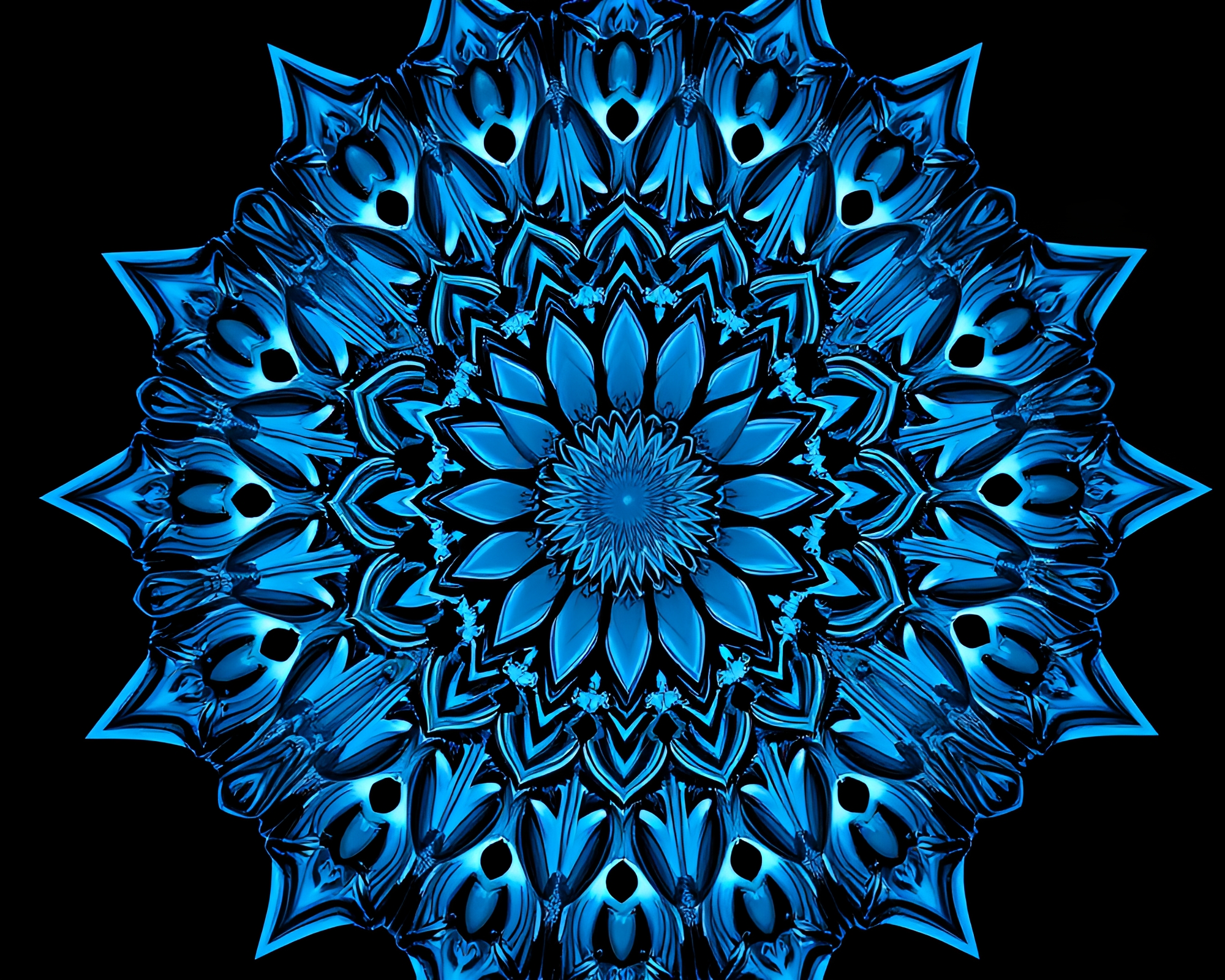 Mandala Reflection: Steel-Blue Mirror Shard – free AI stock image