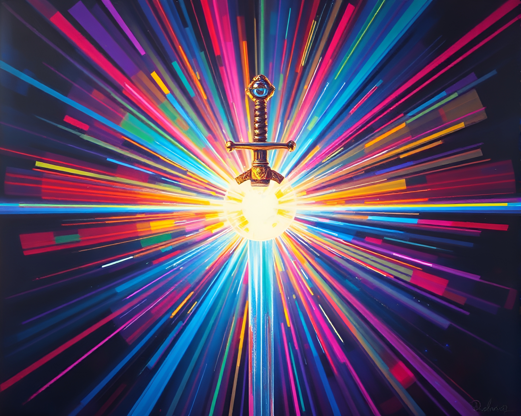 Disco Sword Dance in Chromatic Aberration Fantasy – free AI stock image