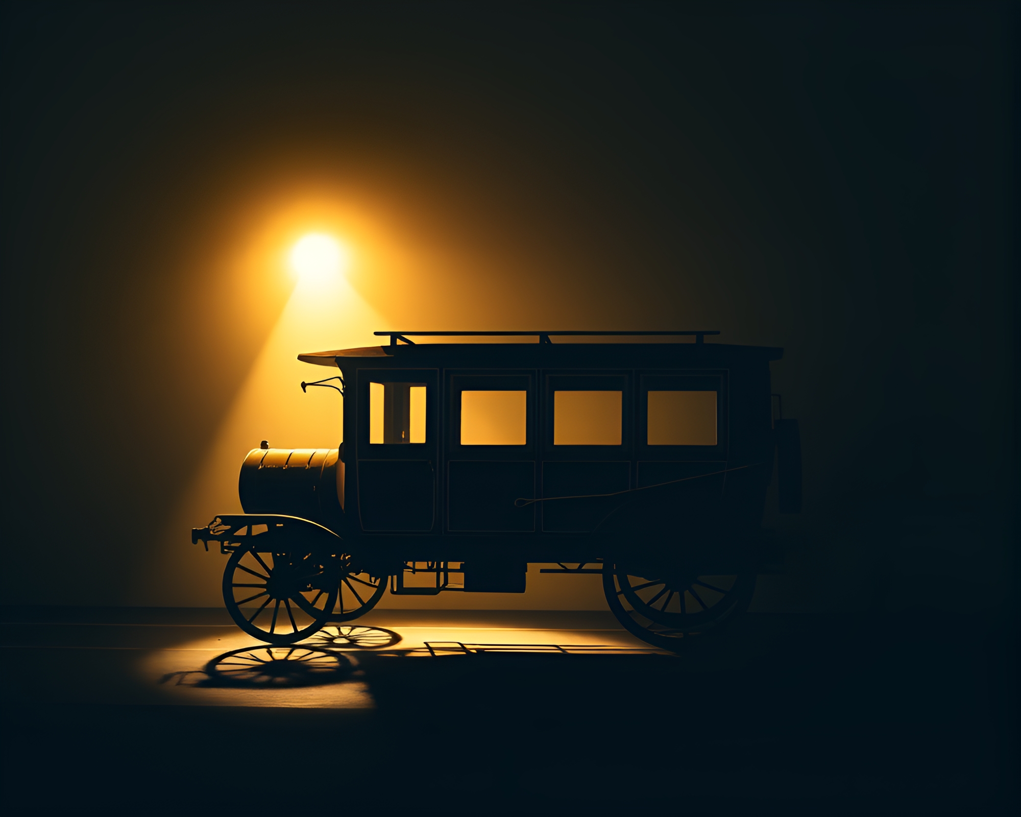 Surreal Stagecoach Crossing Minimalist Landscape – free AI stock image