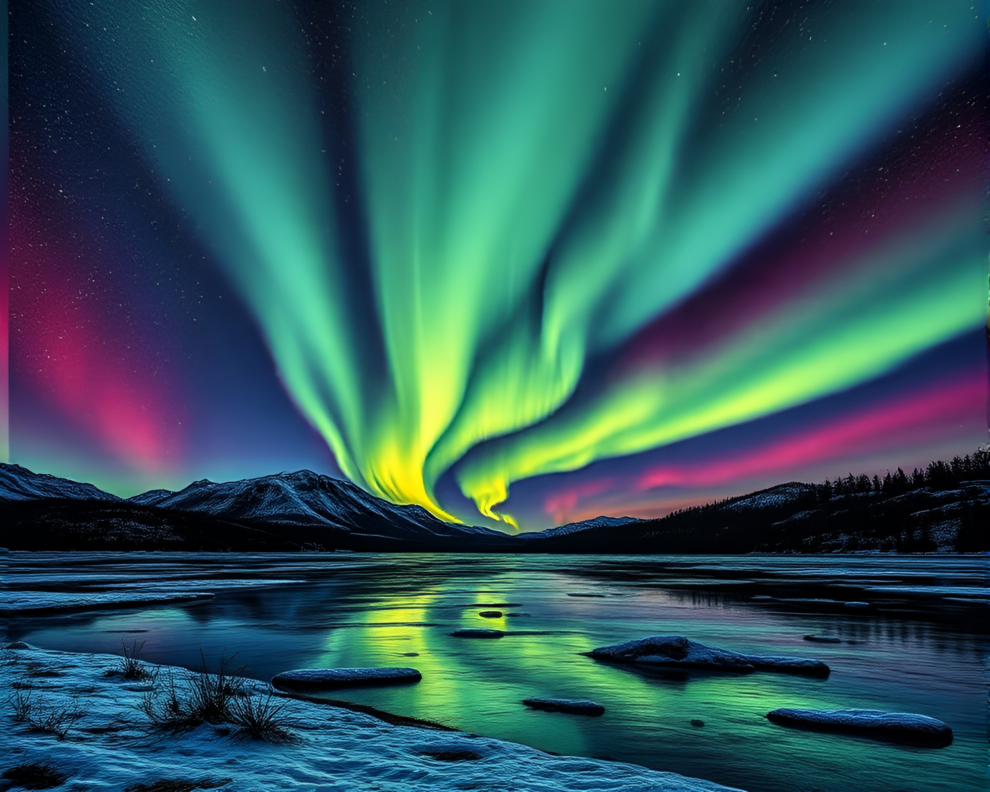 Aurora Borealis Stitched Pattern Etching – free AI stock image