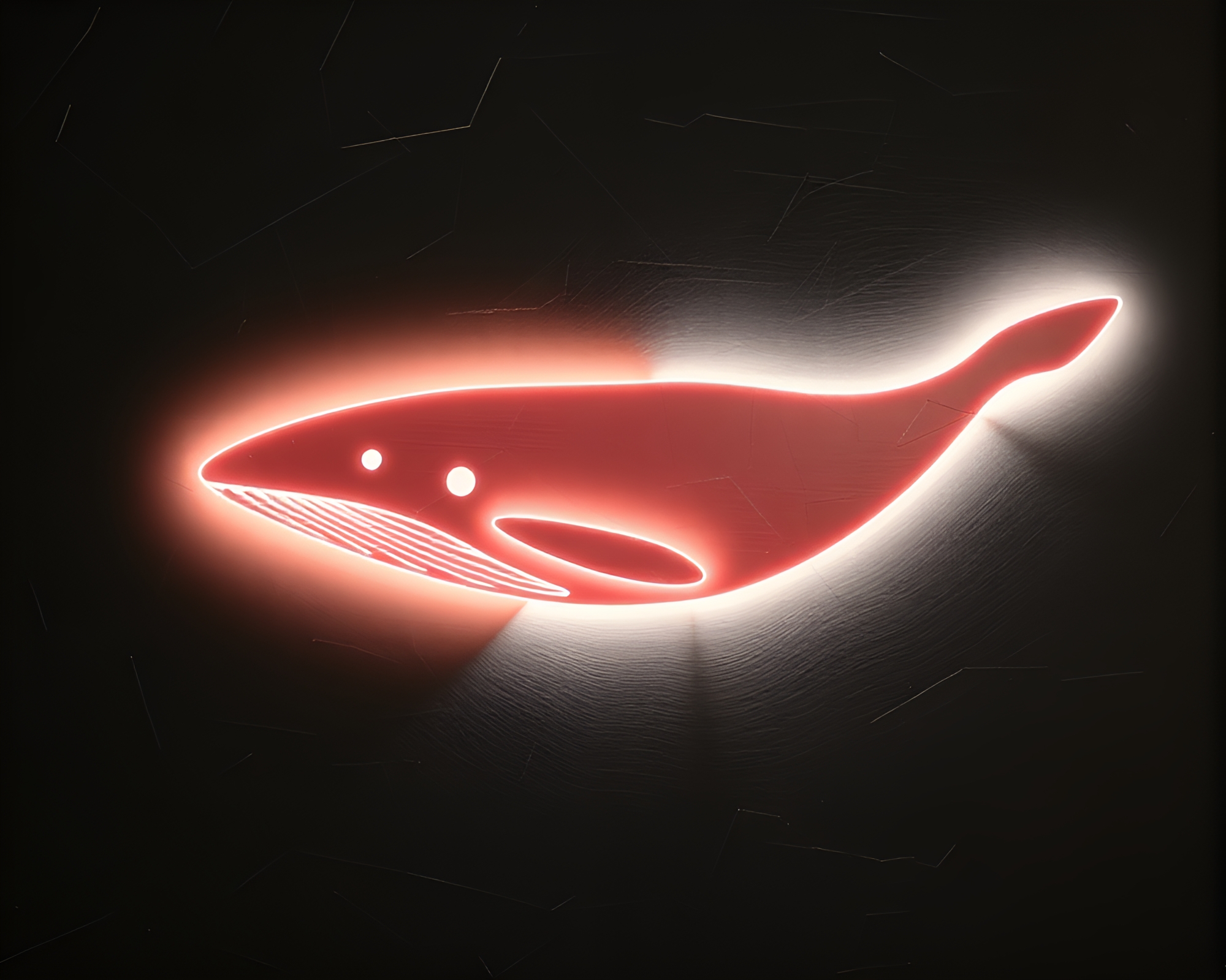 Whimsical Whale Floating in Neon Abyss – free AI stock image