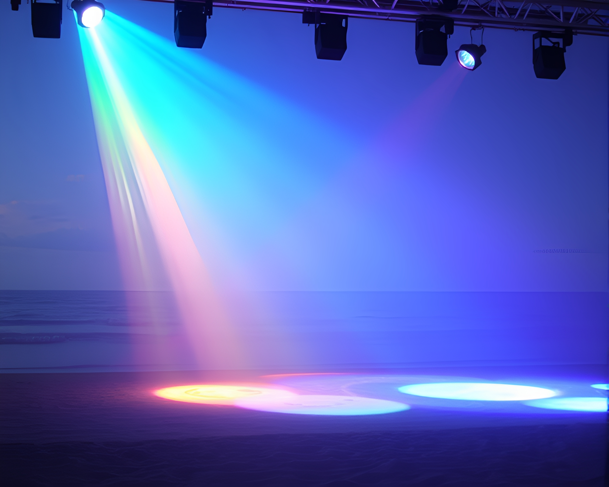 Iridescent Soap Film Summer Beach Spotlight – free AI stock image