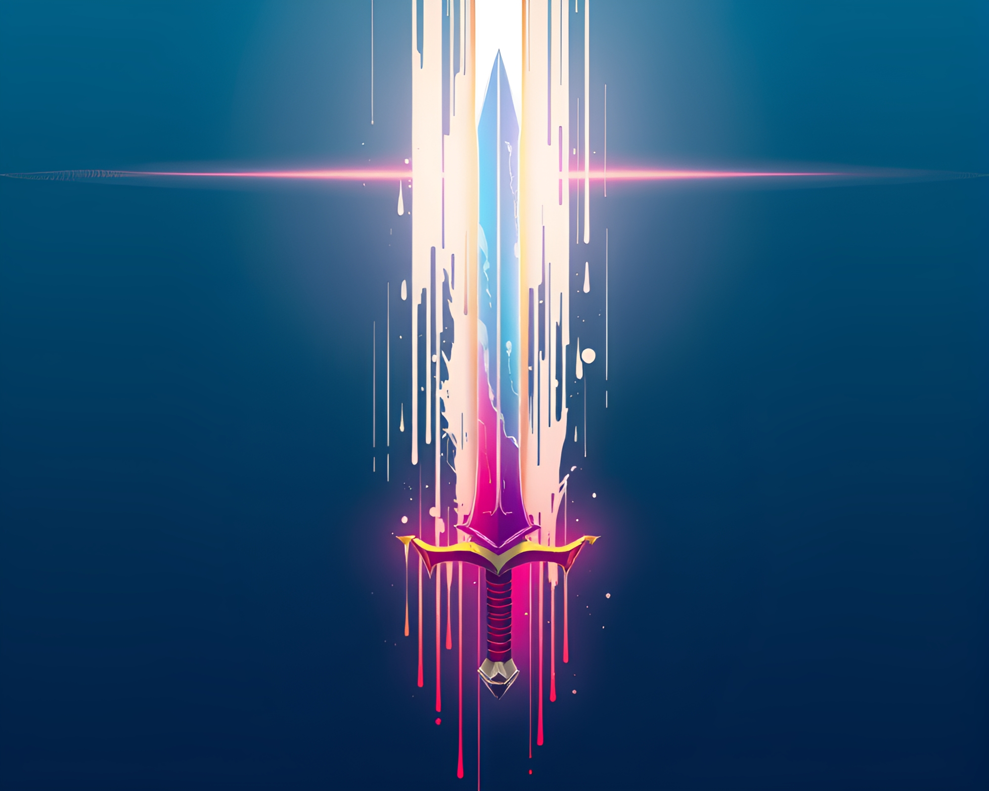 Sword-wielding warrior in dynamic isometric paint splatter scene – free AI stock image