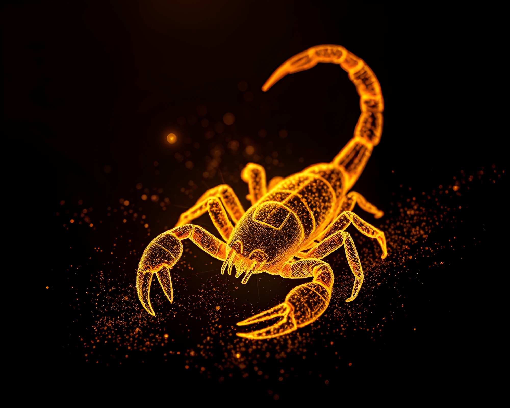 Golden Morning Light Embracing Scorpion in Blueprint Style – free AI stock image