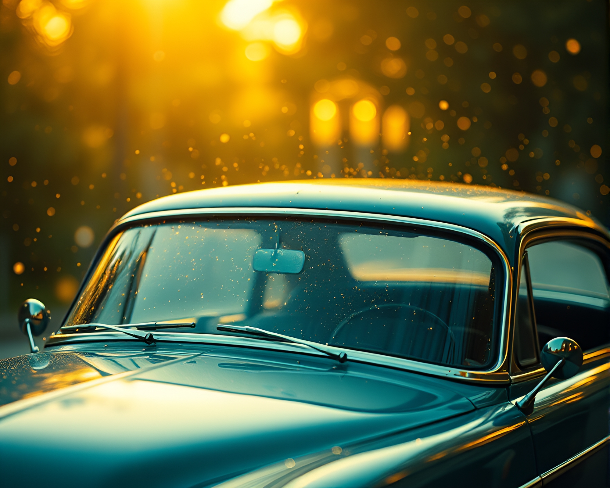 Vintage Car in Floating Particle Procedural Texture – free AI stock image