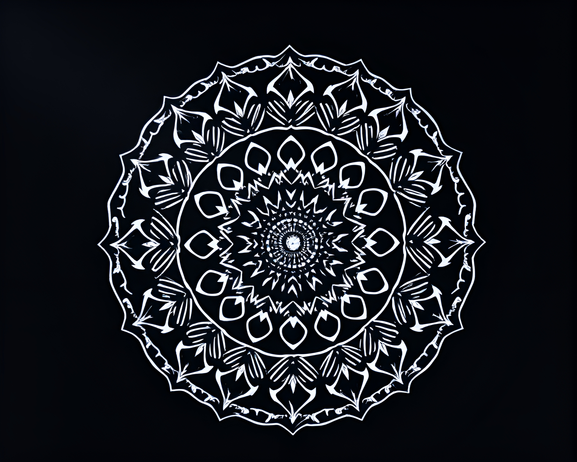 Mesmerizing Mandala Light Trails Stencil Artwork – free AI stock image