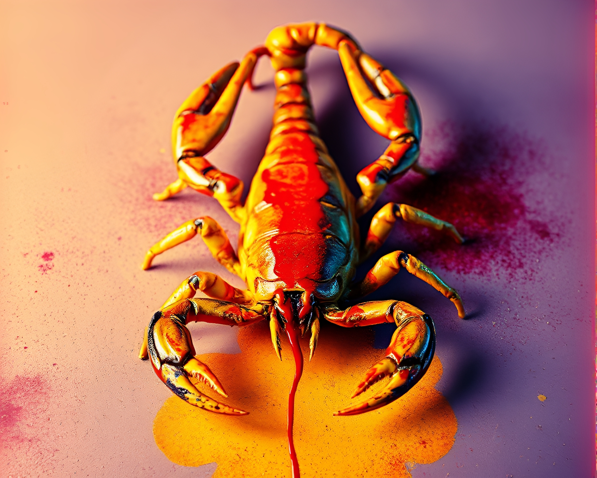 Scorpion Shadow: Cross-Processed Spray Paint Drips – free AI stock image