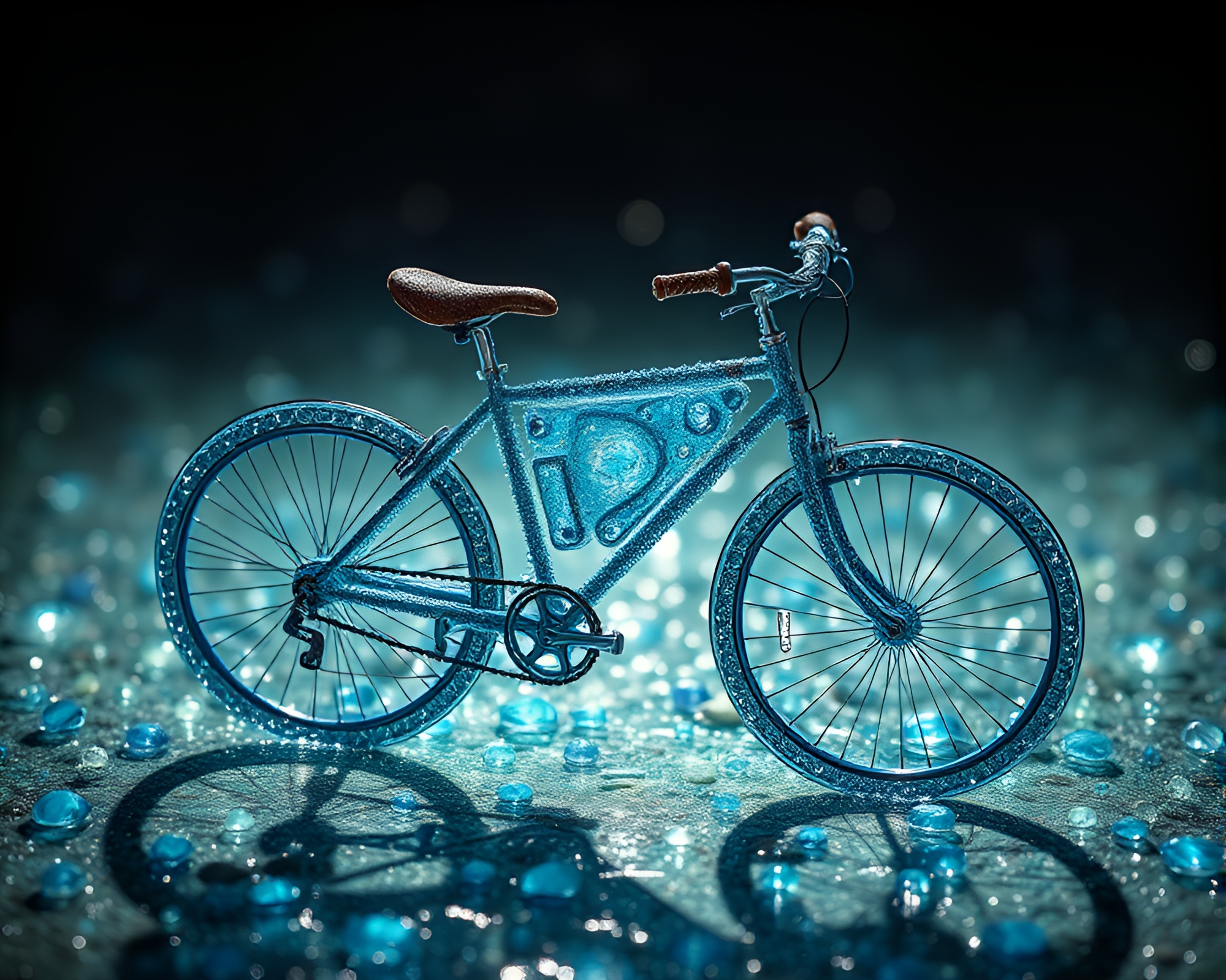 Solar-Powered Bike Ride Through Ocean Blues – free AI stock image