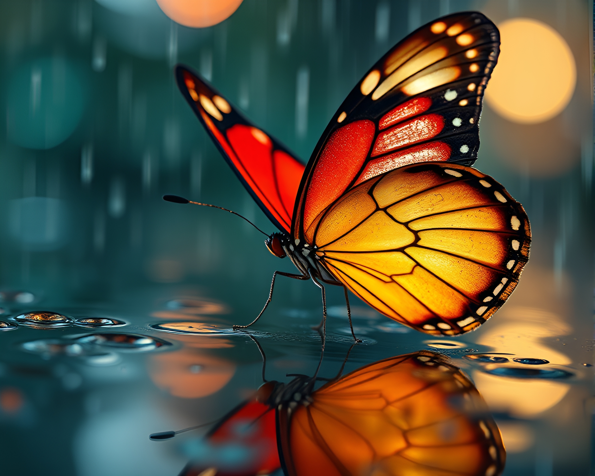 Silk Butterfly Rain Fashion Art – free AI stock image