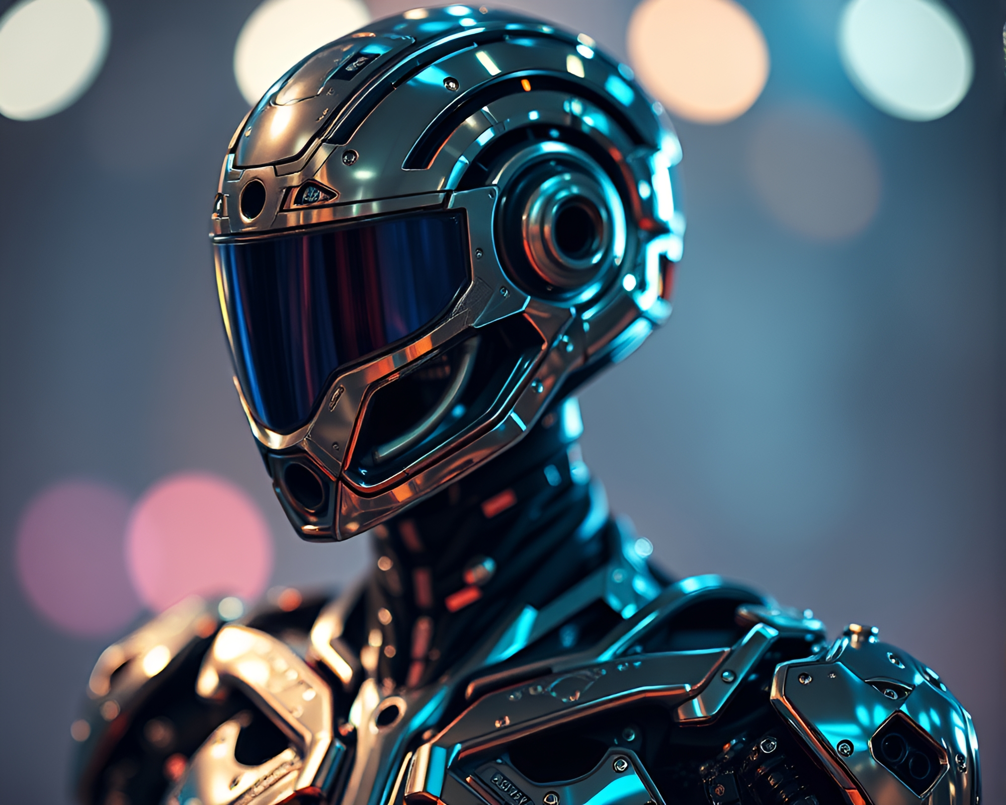 Ethereal Exoskeleton Suit with Iridescent Bokeh Patterns – free AI stock image