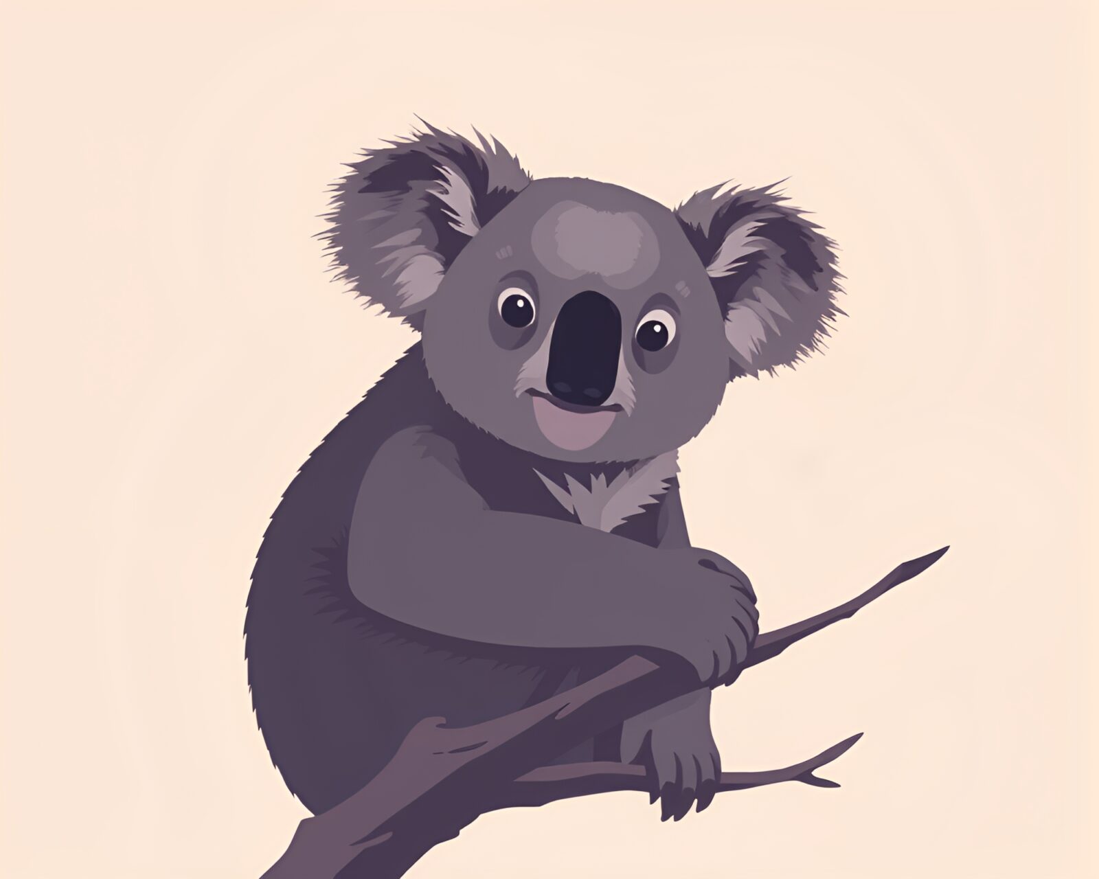 Serene koala in minimalistic cel shaded style amidst soft hues