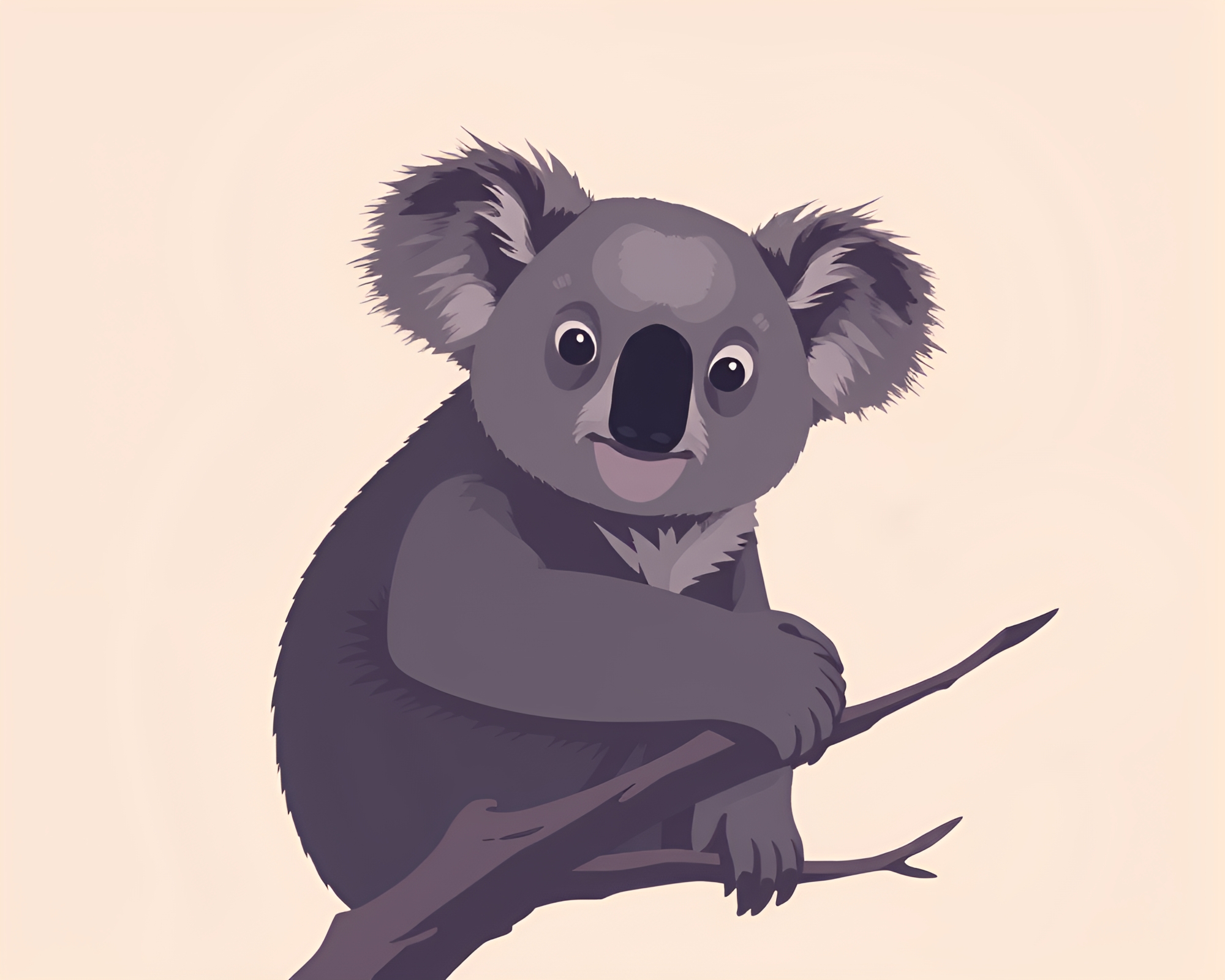 Koala in Negative Space: Washed-Out Cel Shading Art – free AI stock image
