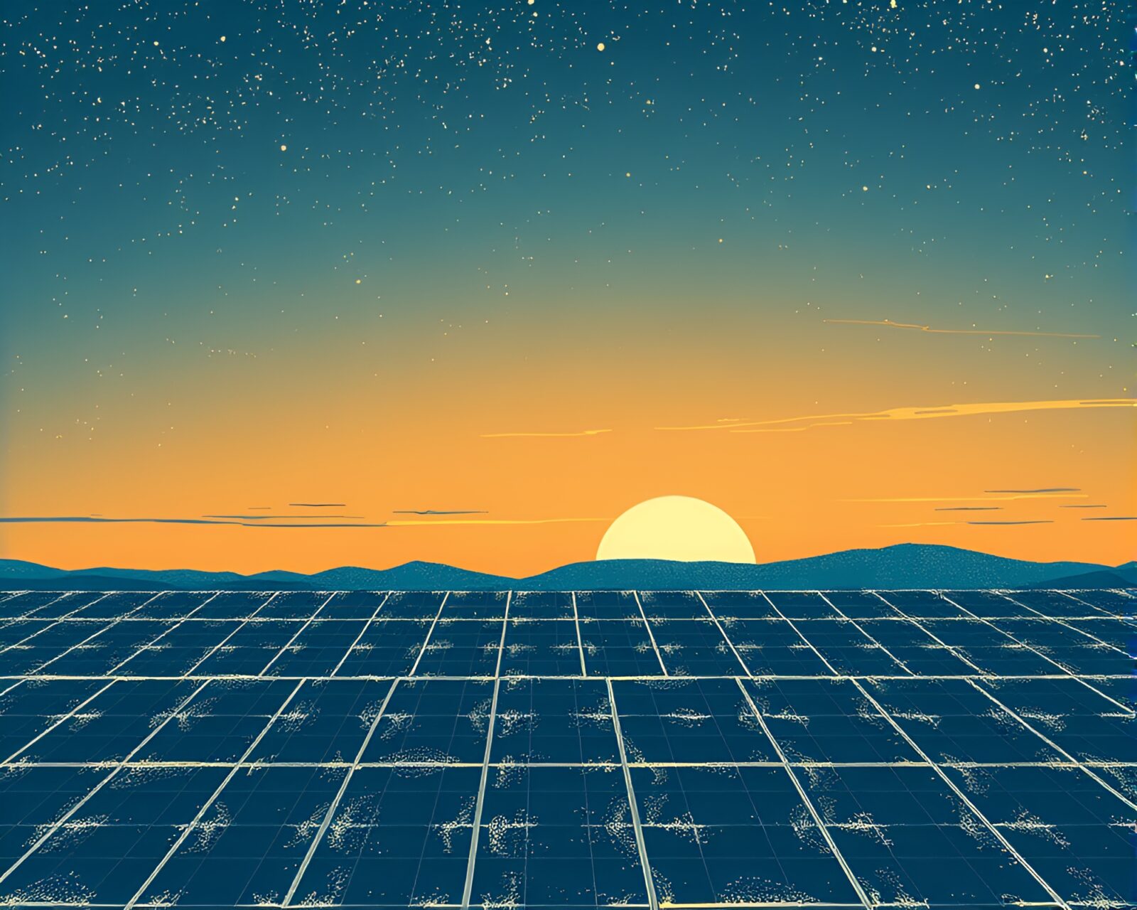 A mesmerizing graphic novel of solar panels under polar twilight