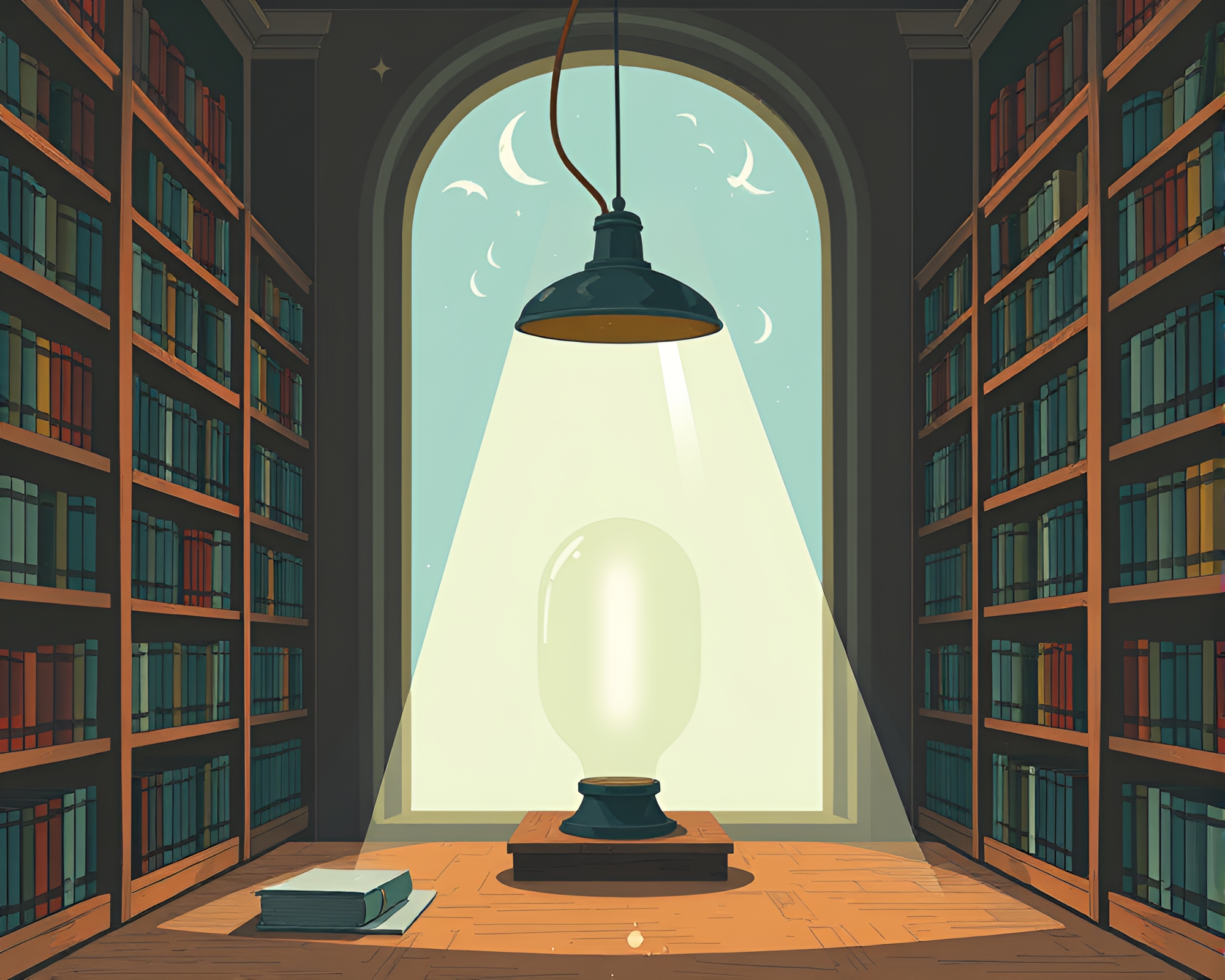Fashionable Submersible Exploration Under Library Lamp Light – free AI stock image