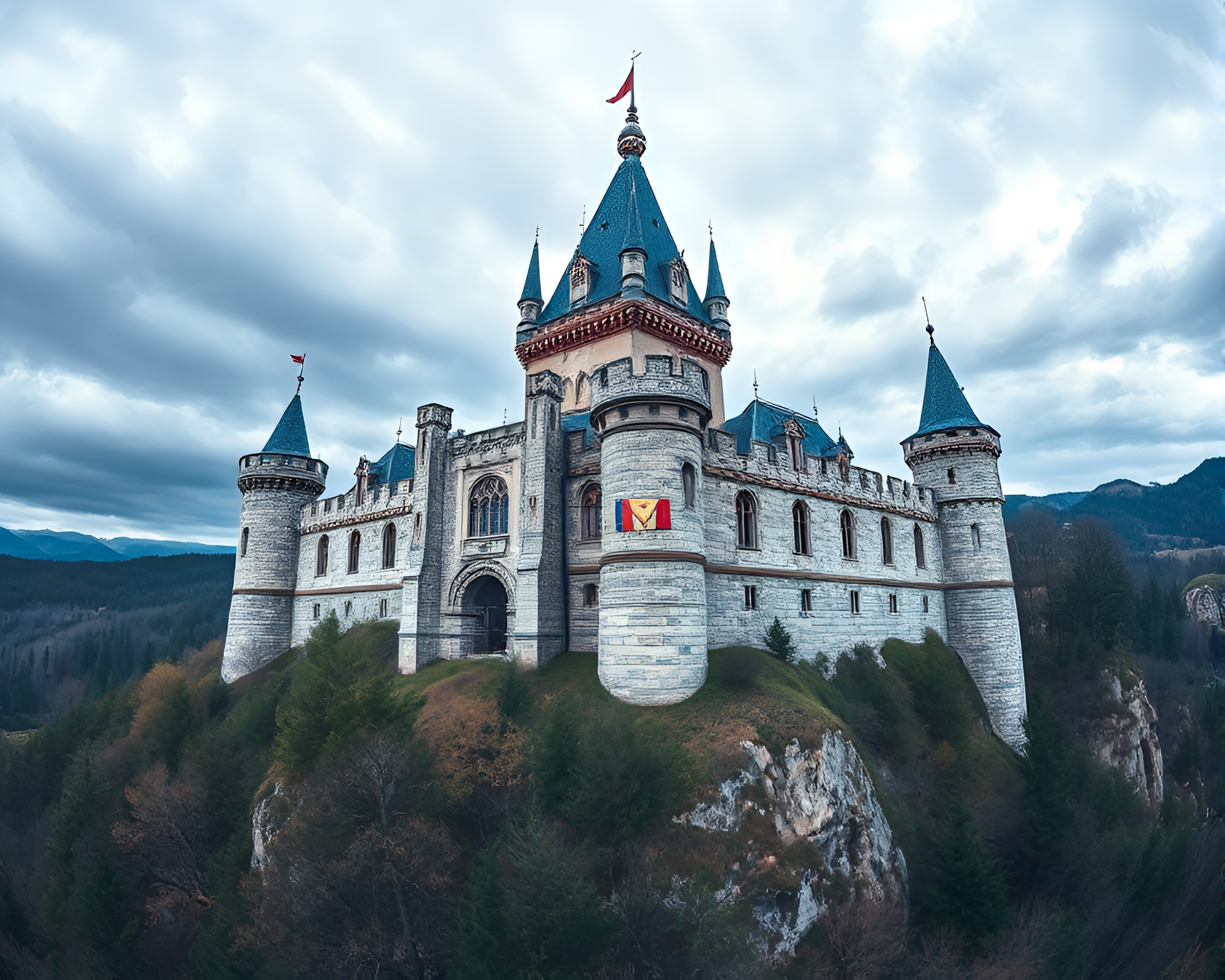 Majestic Castle in Holographic Splendor – free AI stock image