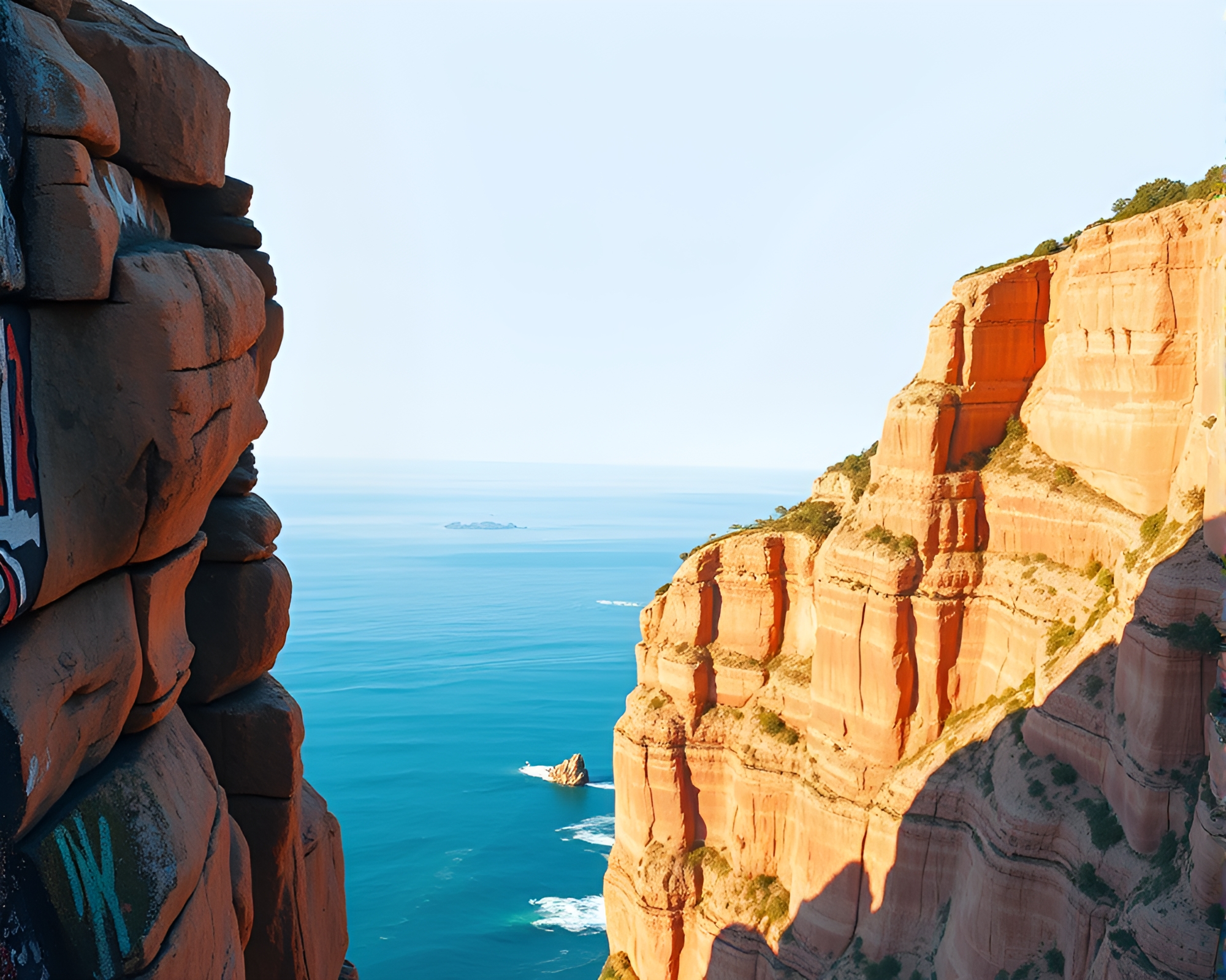 Cliff Graffiti Harmony in Pastel – free AI stock image