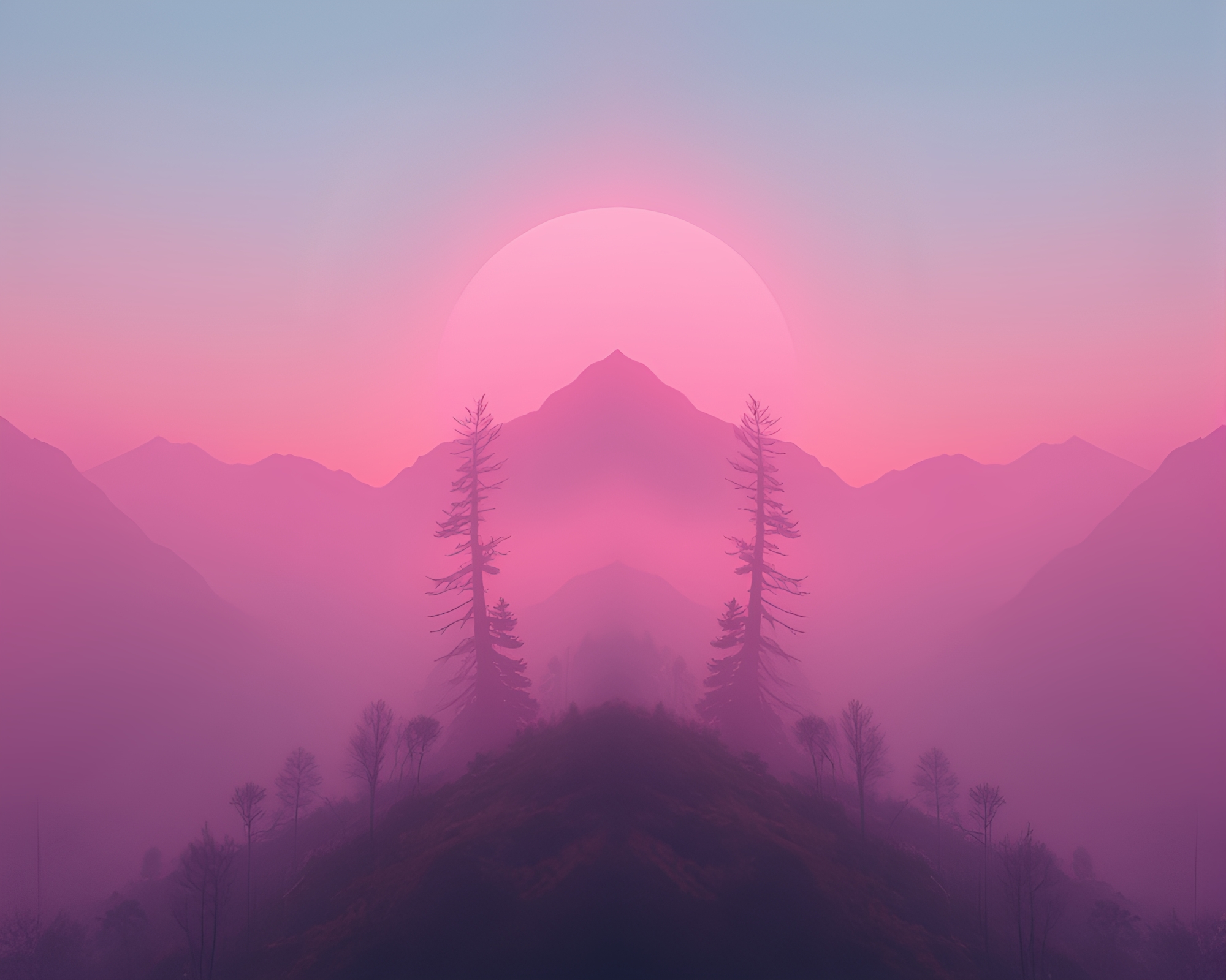 Symmetrical Valley: Vaporwave Smoky Haze – free AI stock image