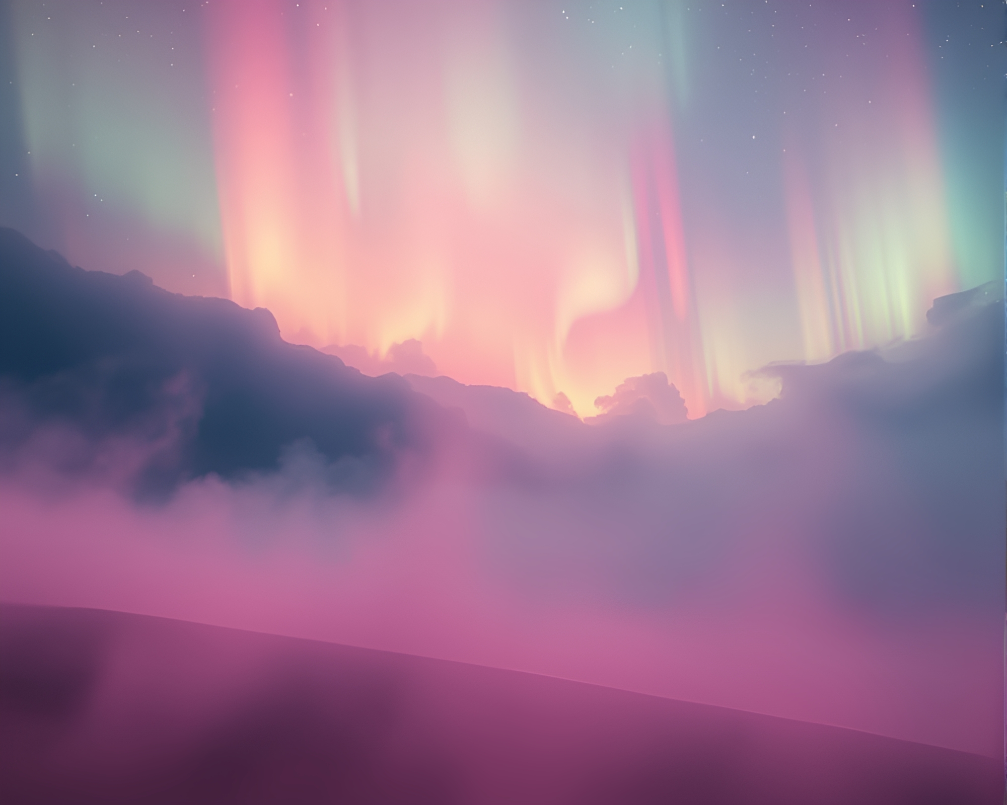 Surreal Dreamscape with Dust Overlay and Aurora Hues – free AI stock image