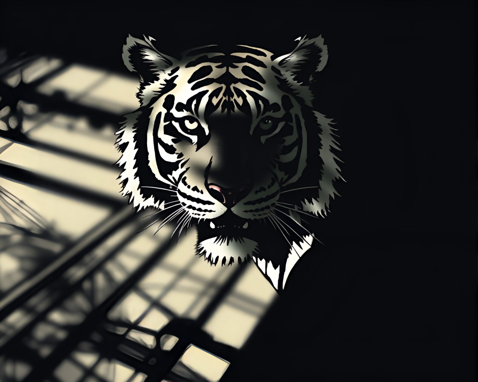 Pixel art of tiger surrounded by ethereal light streaks