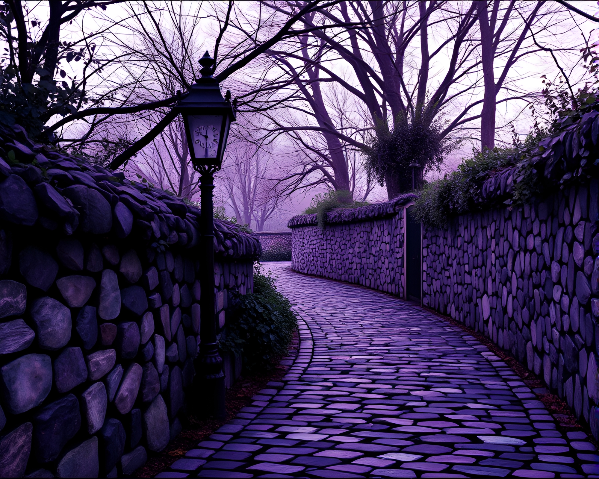 Ethereal Banshee on Cobblestone Path – free AI stock image