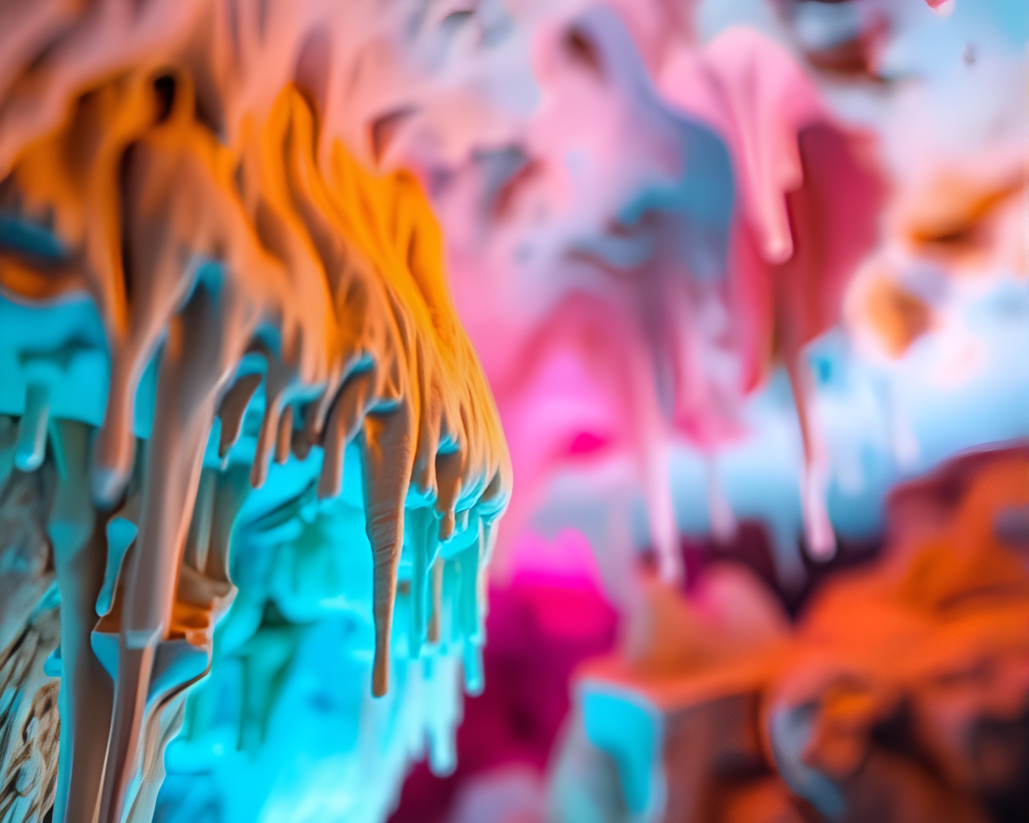 Stalactite Glow in Expressionist Pastel Neon Cave – free AI stock image