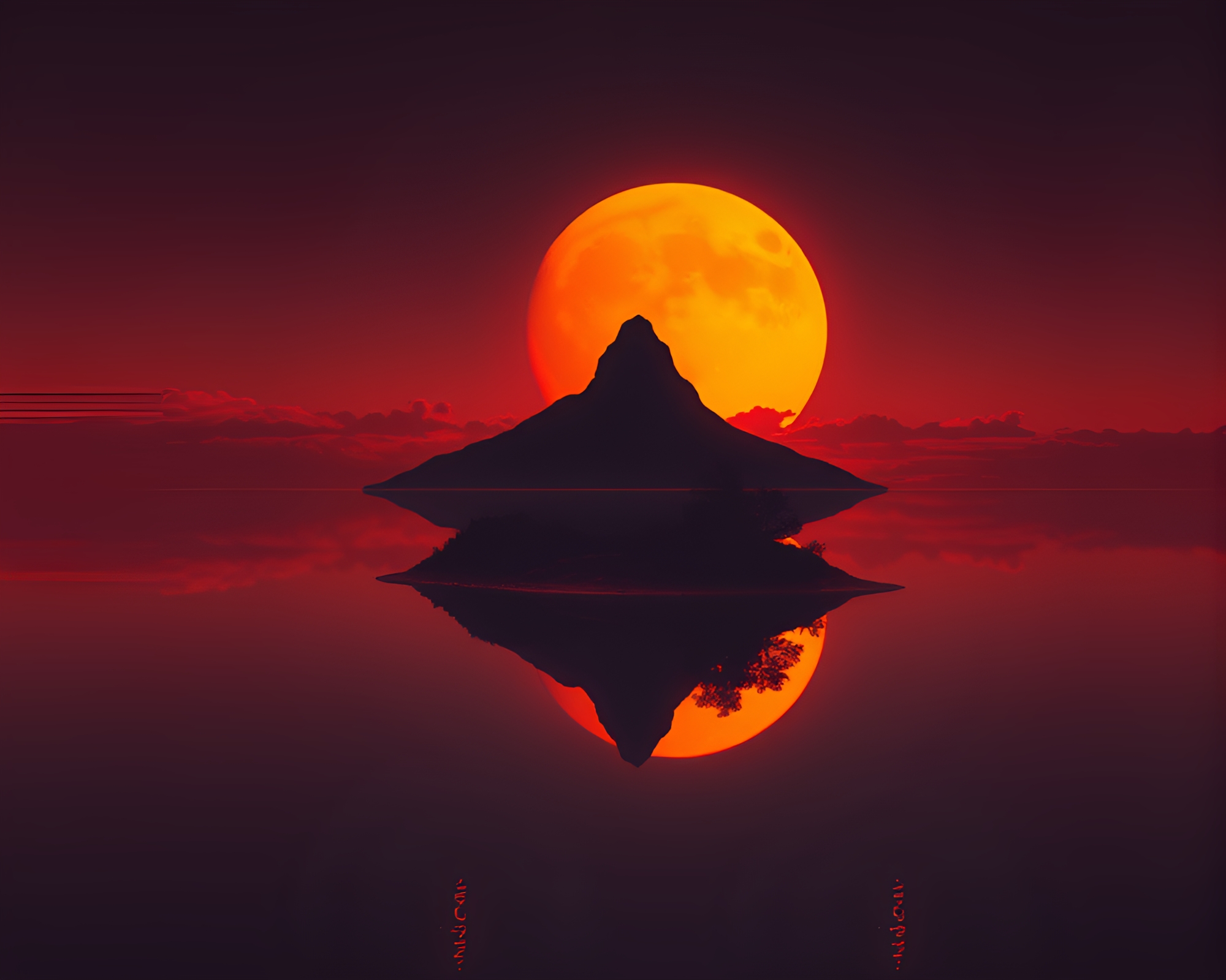 Double Reflections in Glitched Island Paradise – free AI stock image