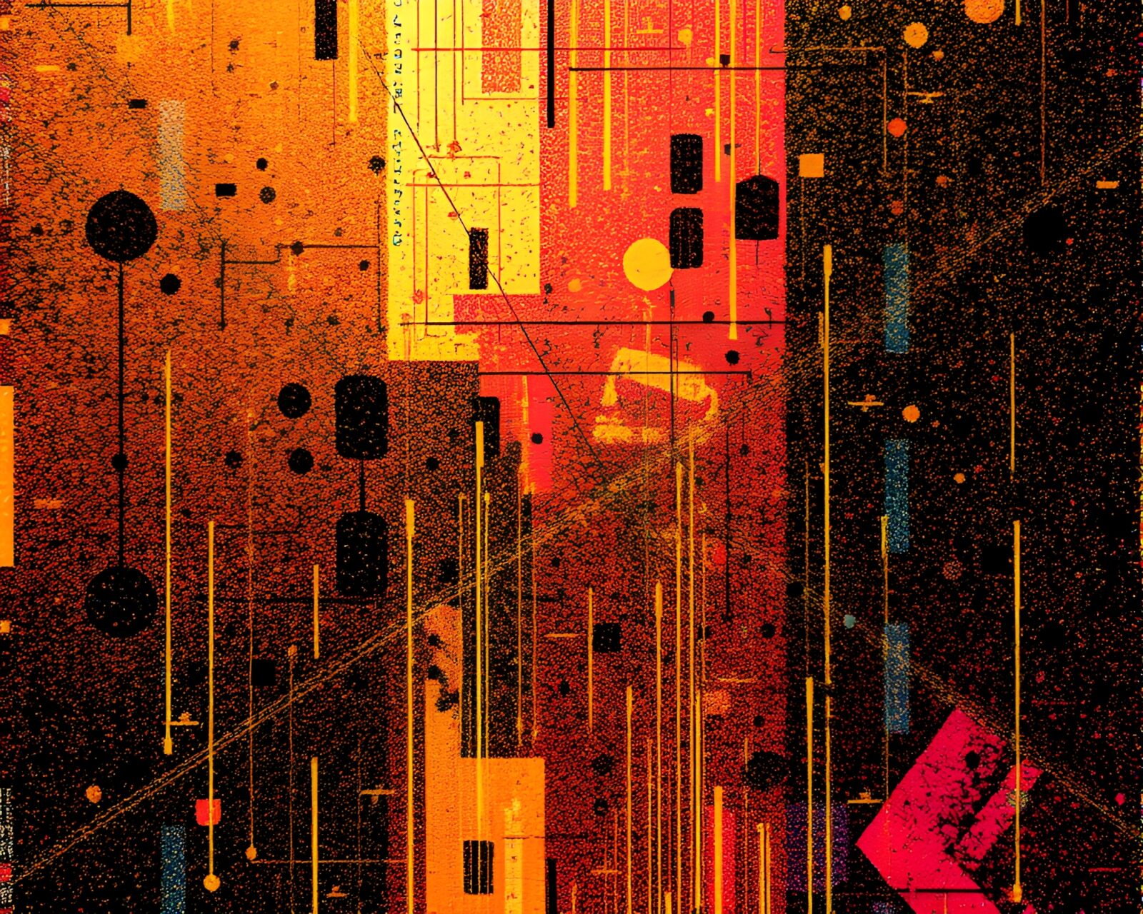 Abstract expressionist piece with shimmering stardust and glitch artifacts