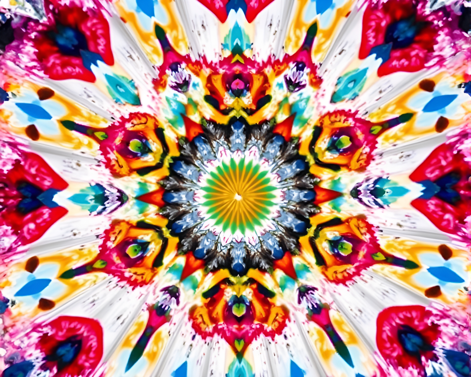 Expressionist Hand-Painted Fan with Kaleidoscope Effect – free AI stock image