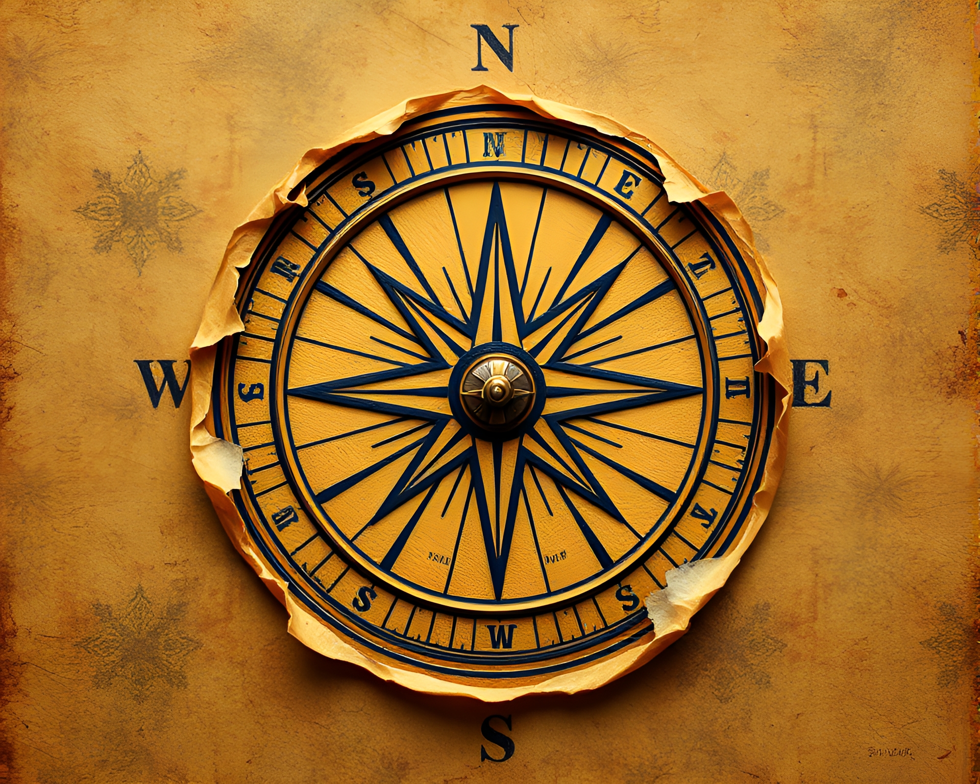 Vintage compass amidst holographic tears – free AI stock image