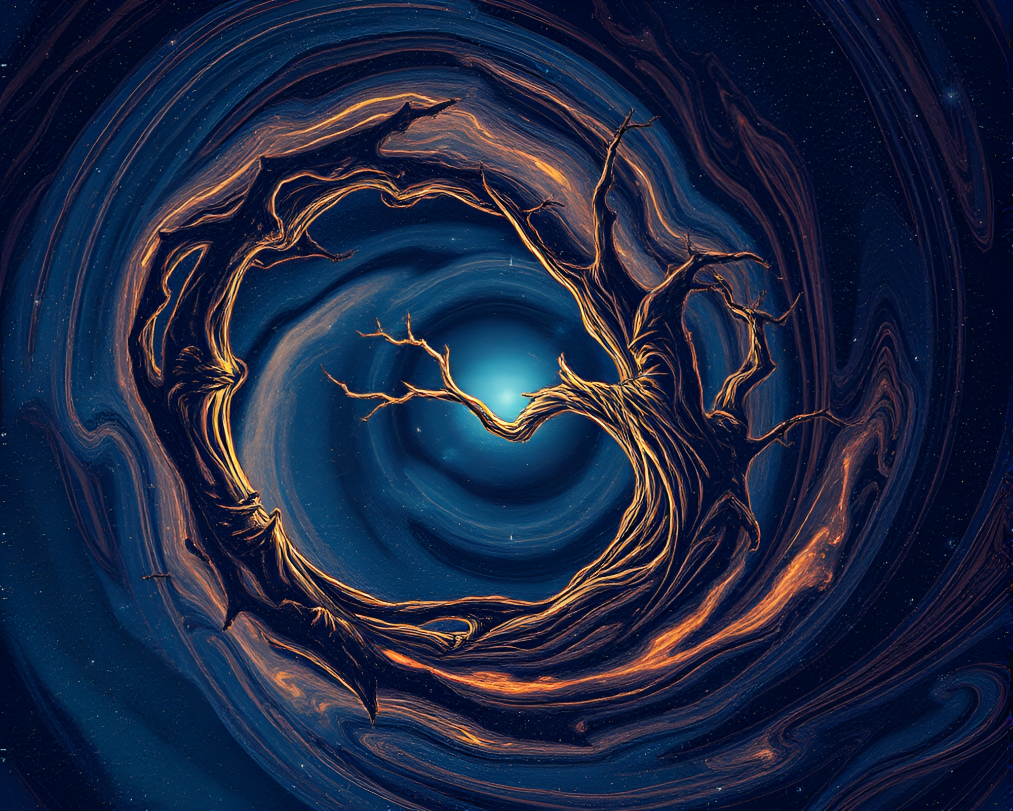 Chimera Tree Rings in Milky Way Swirl – free AI stock image