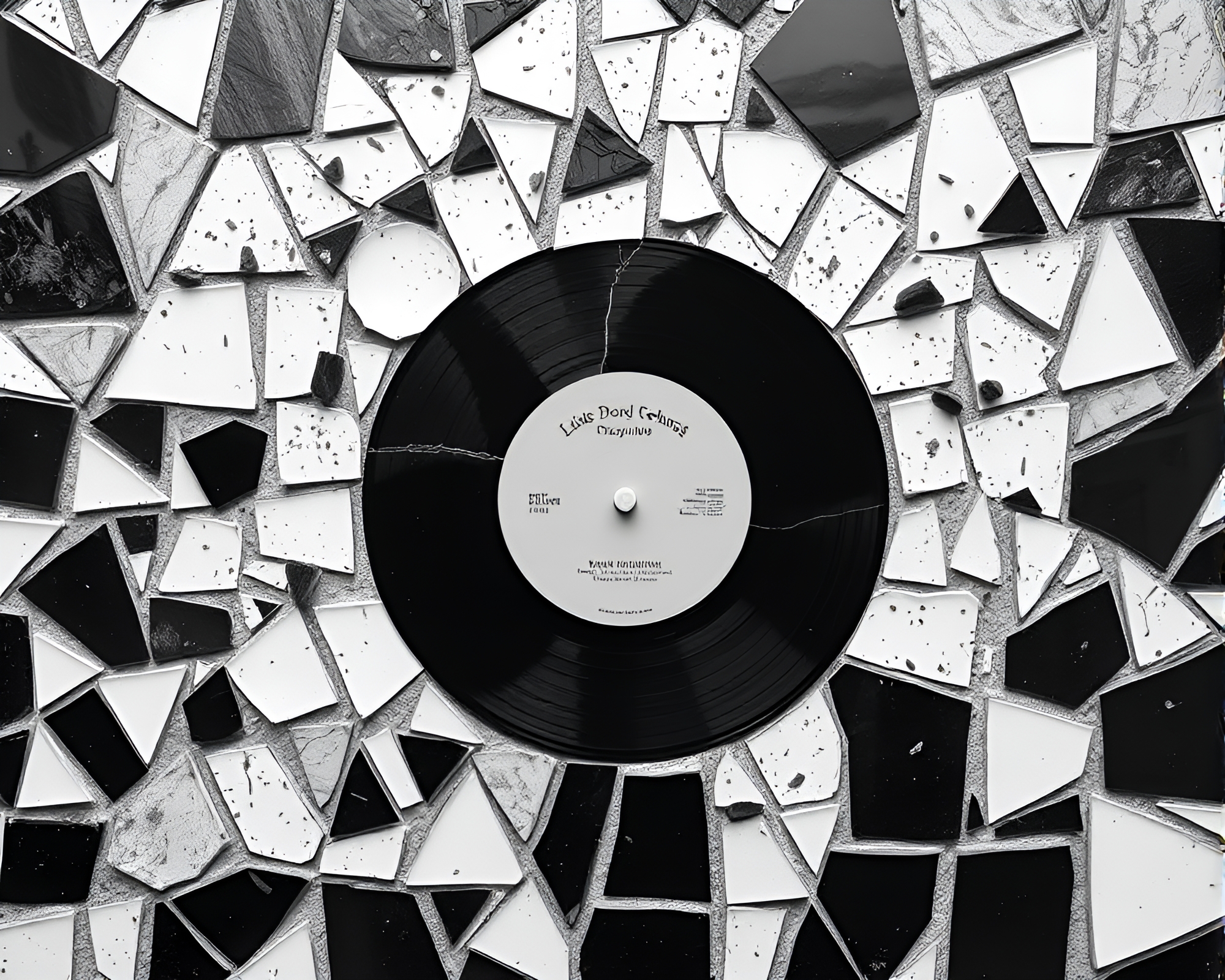 Broken Vinyl Record Mosaic in Pastel Graffiti – free AI stock image