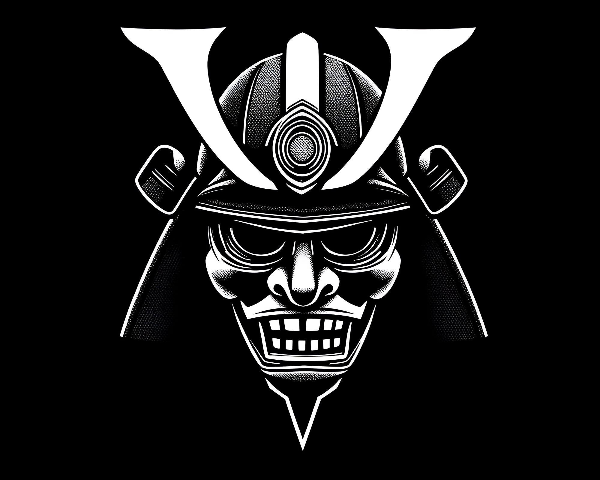 Samurai Helmet Vector Halftone Art – free AI stock image
