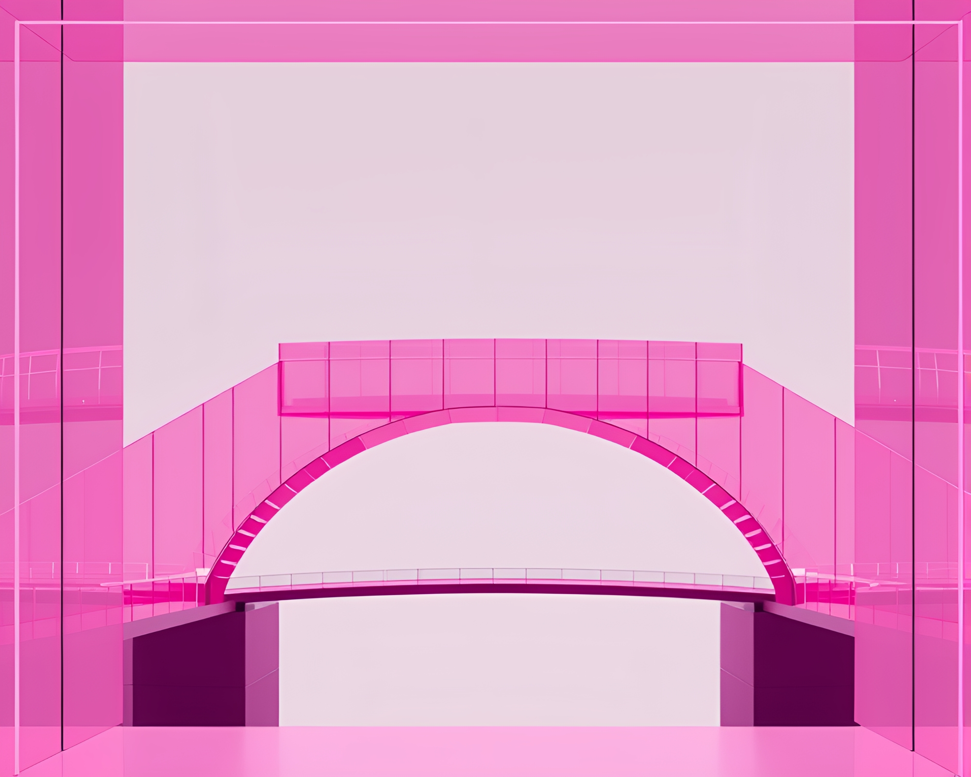 Ethereal Glass Bridge in Vibrant Magenta Geometric Abstraction – free AI stock image