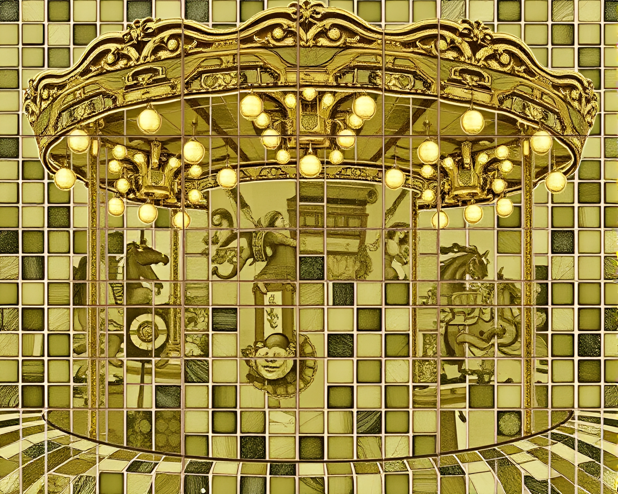 Carnival Carousel Mosaic Art – free AI stock image