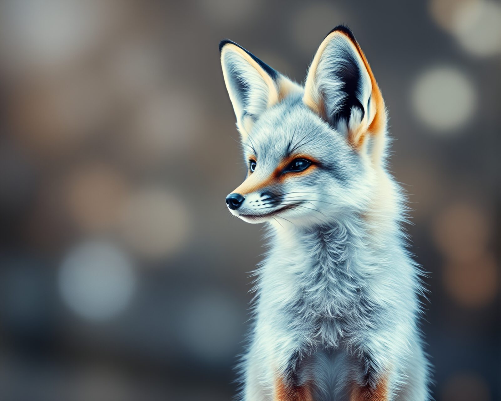 Soft focus arctic blue scene with dreamy fennec fox