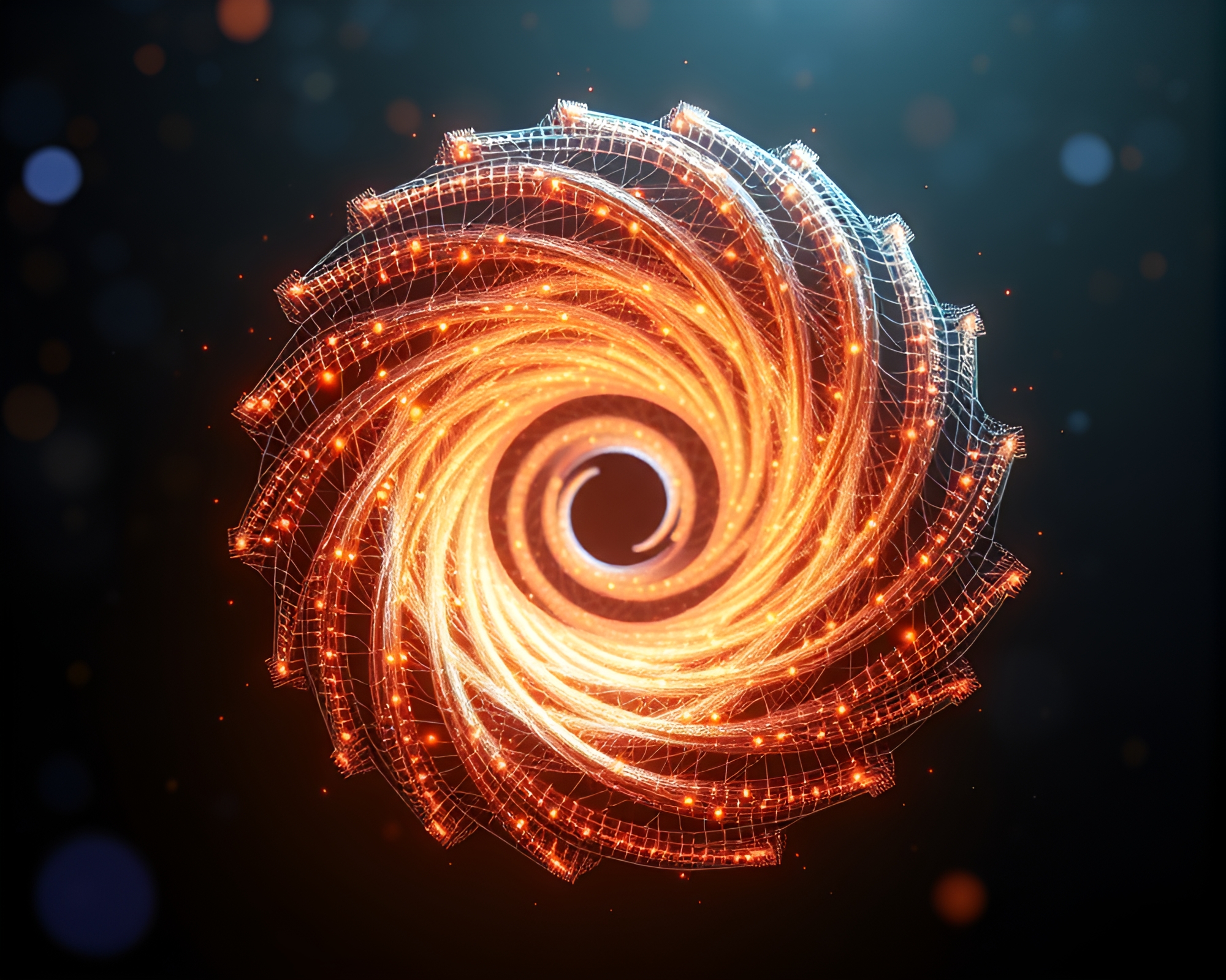 Fibonacci Spiral Quantum Computer Blooms in Low-Poly – free AI stock image