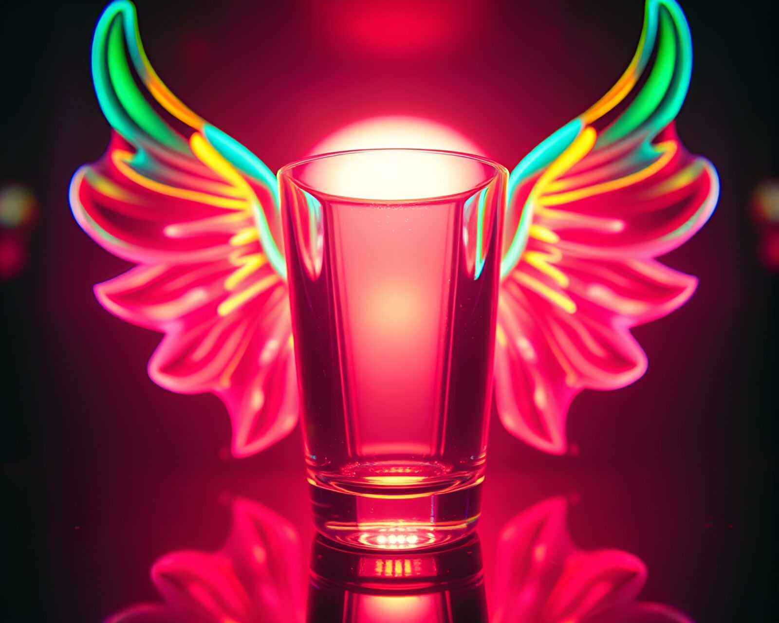 Ethereal nymph in colorful retro 3D glass distortion.