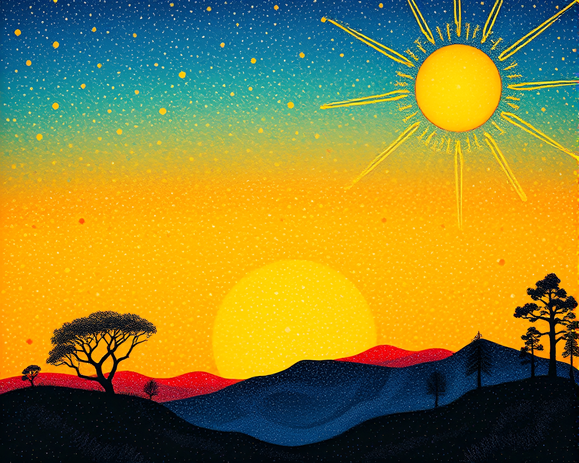 Vinyl Record Landscape Etching with Solar Flare Glow – free AI stock image