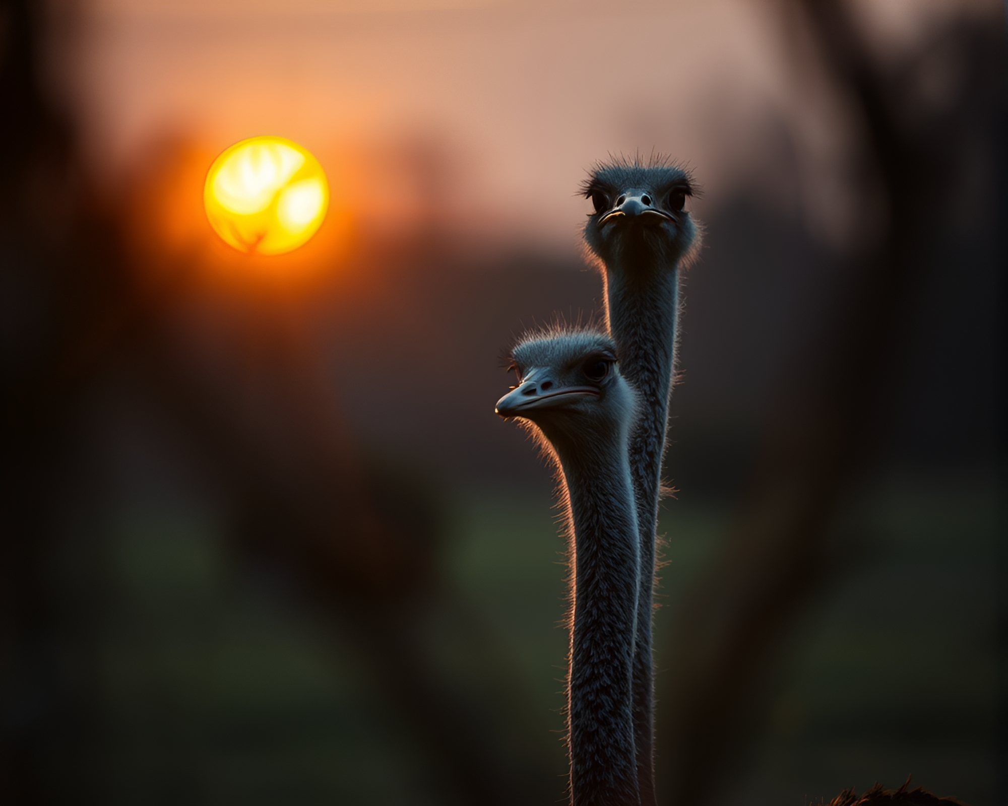 Ostrich in Golden Hour: Rule of Thirds Frame – free AI stock image