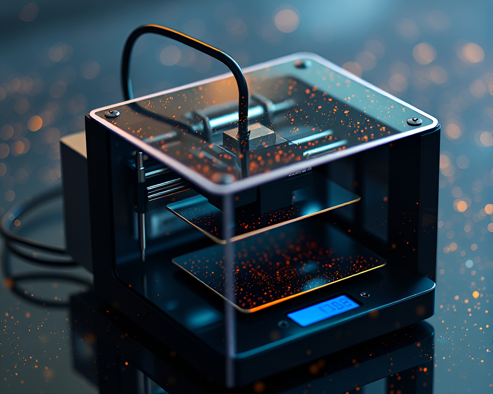 3D Bio-Printer Printing Stardust Shimmering Masterpiece – free AI stock image