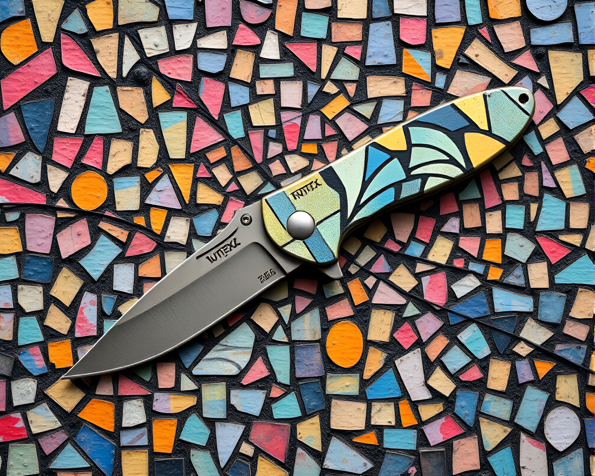 Whirling Rust: Pastel Graffiti Mosaic – free AI stock image