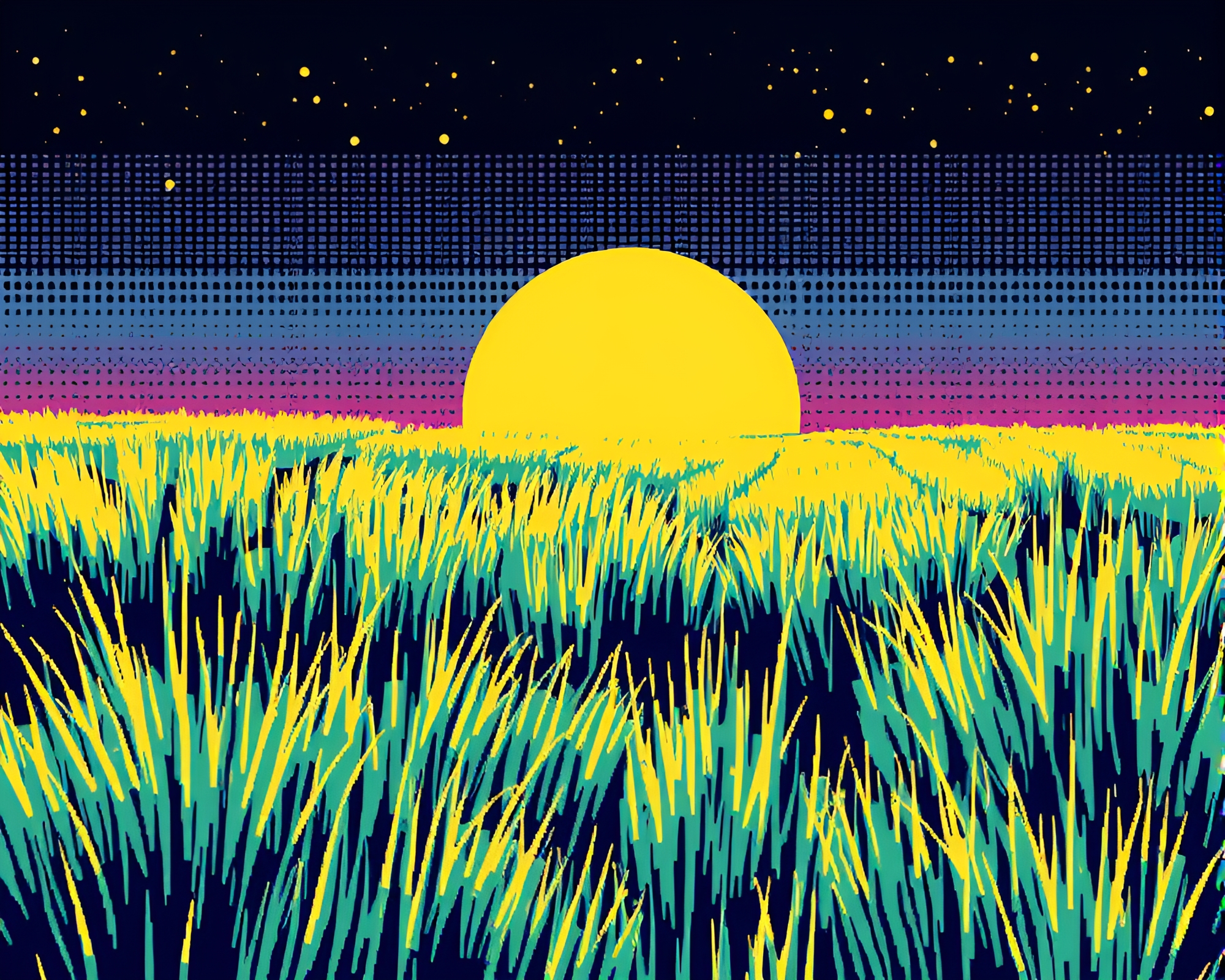 Retro Manga Savannah with Dot Matrix Scanlines – free AI stock image