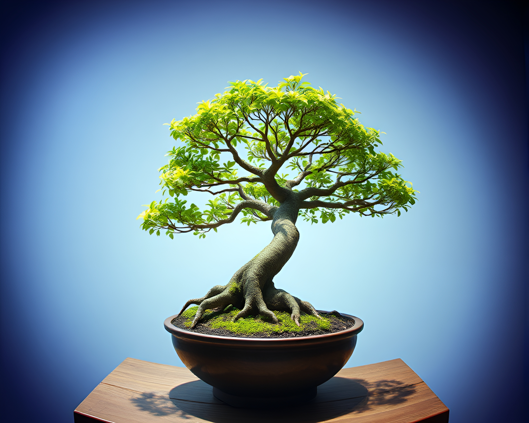 Surreal Bonsai Tree in Fisheye Dreamscape – free AI stock image