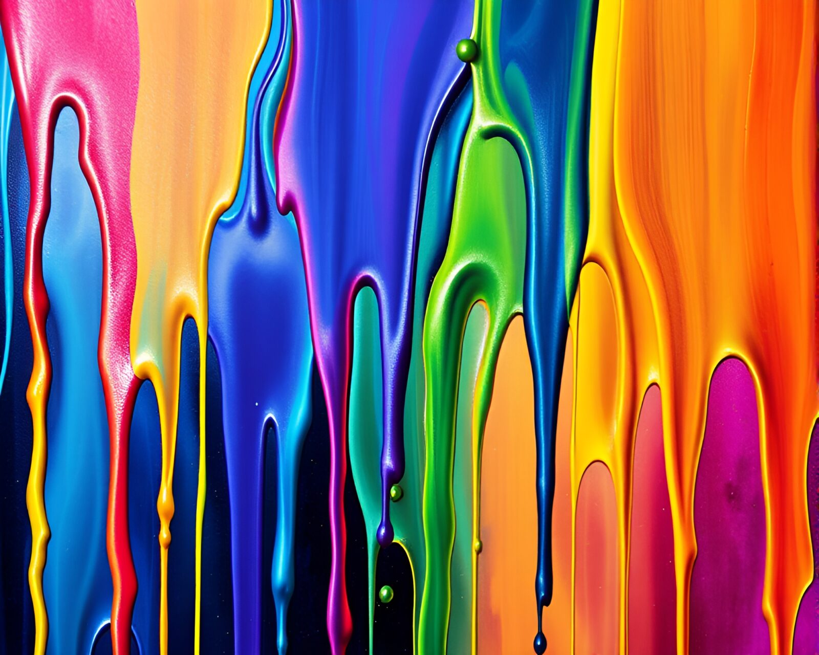 Manga style art of figure dancing with satin ribbons amid drips of spray paint in surreal colors
