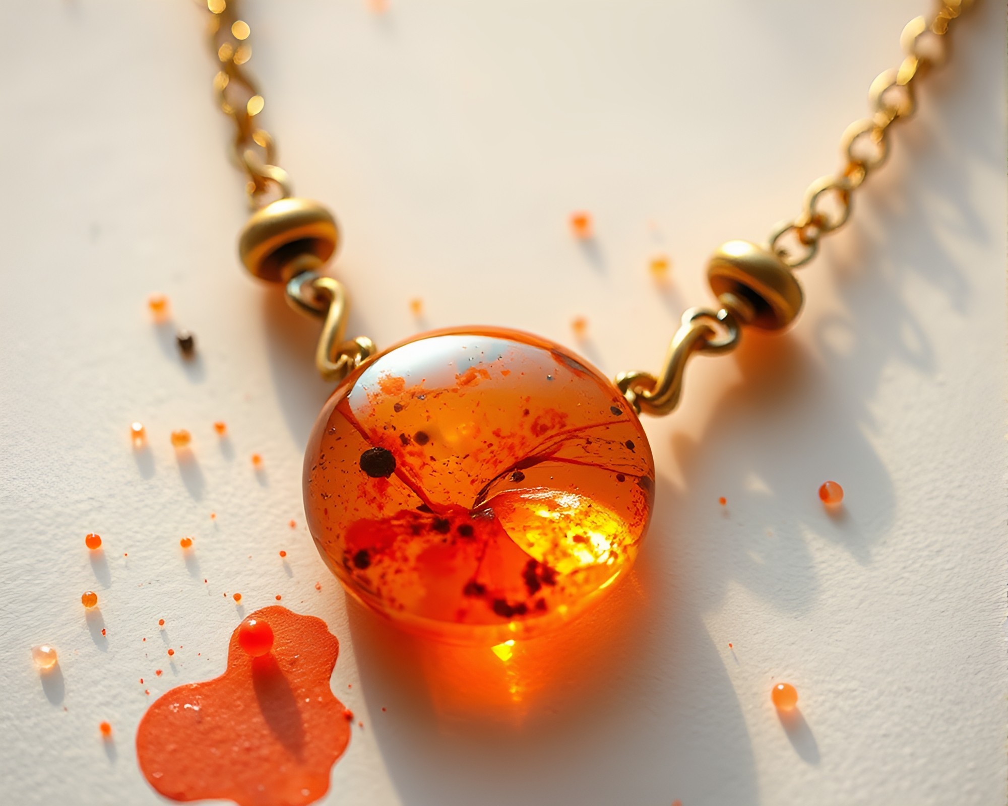 Holographic Ink Splashes Creating Necklace Artwork – free AI stock image